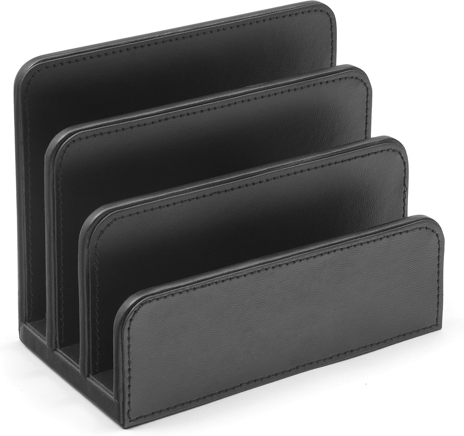 Black Faux Leather Letter Holder | Mail Sorter | Post Rack | Envelope Organiser