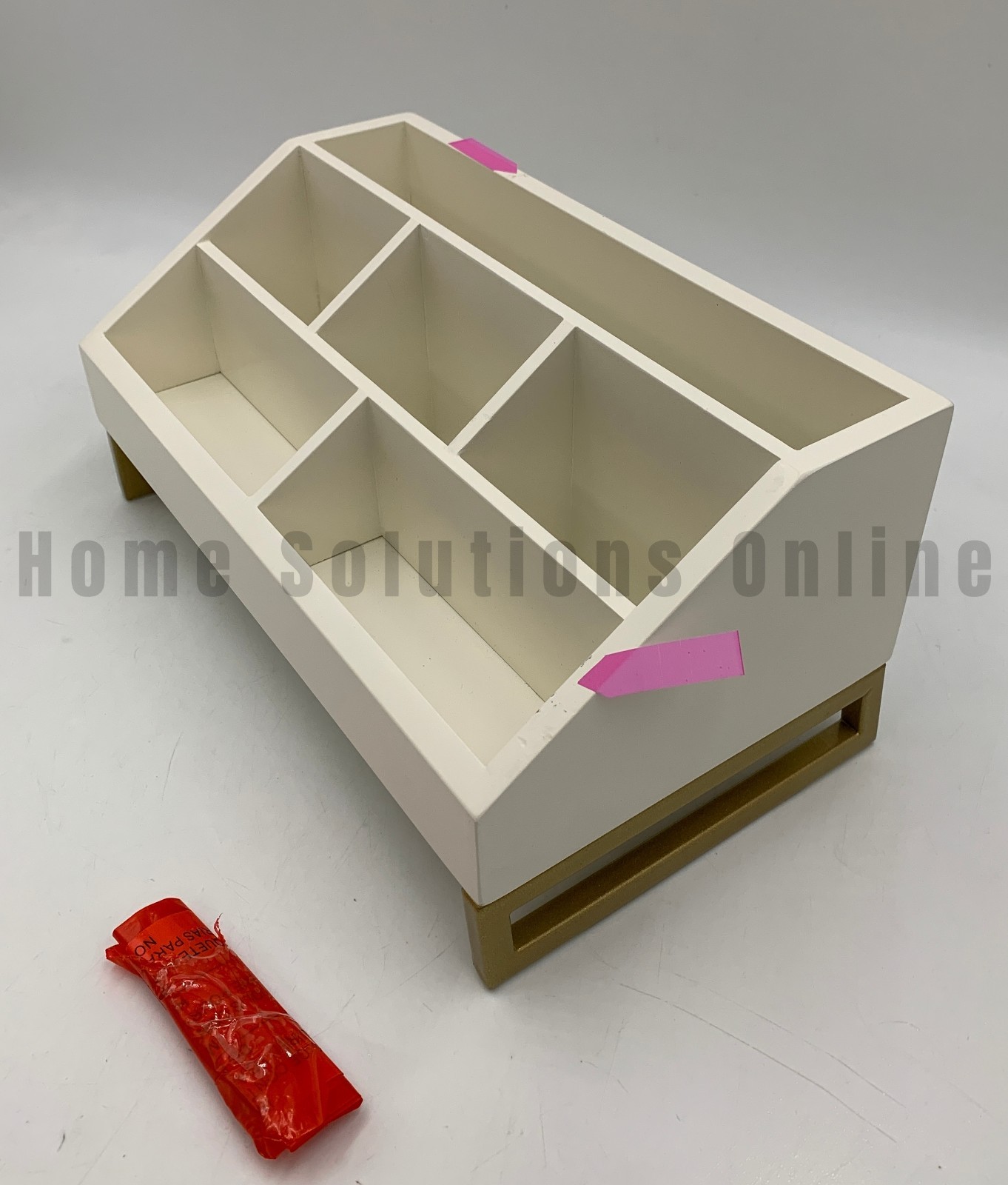 Pottery Barn Teen Glam Desk Sectional Organizer White Gold 11.75″ w #X1690 READ