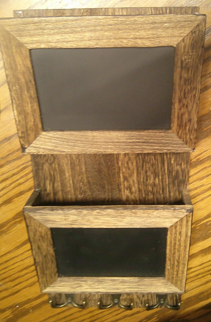 Rustic Brown Wood Mail Sorter Wall Mount Organizer+ Chalkboard Panels Rustic 278
