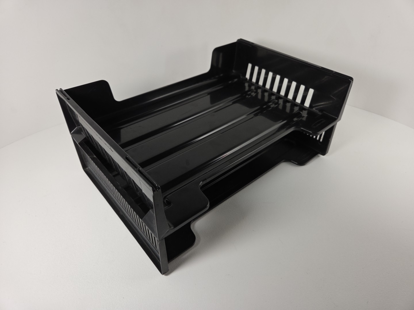 Lot Vtg Eldon (2) Rubbermaid (2) Stacking Plastic Letter Paper Tray Blk/Smoke