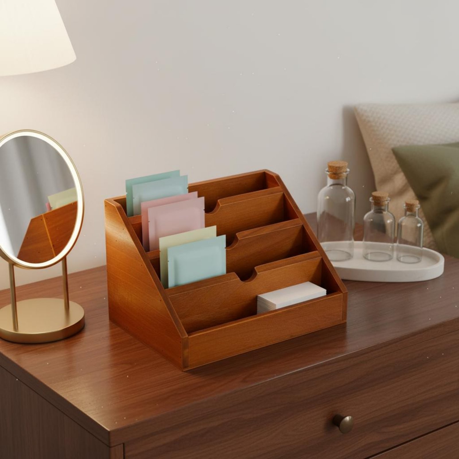 Wooden Desk Organizer Retro & Design Desk Storage Desktop Space Saving