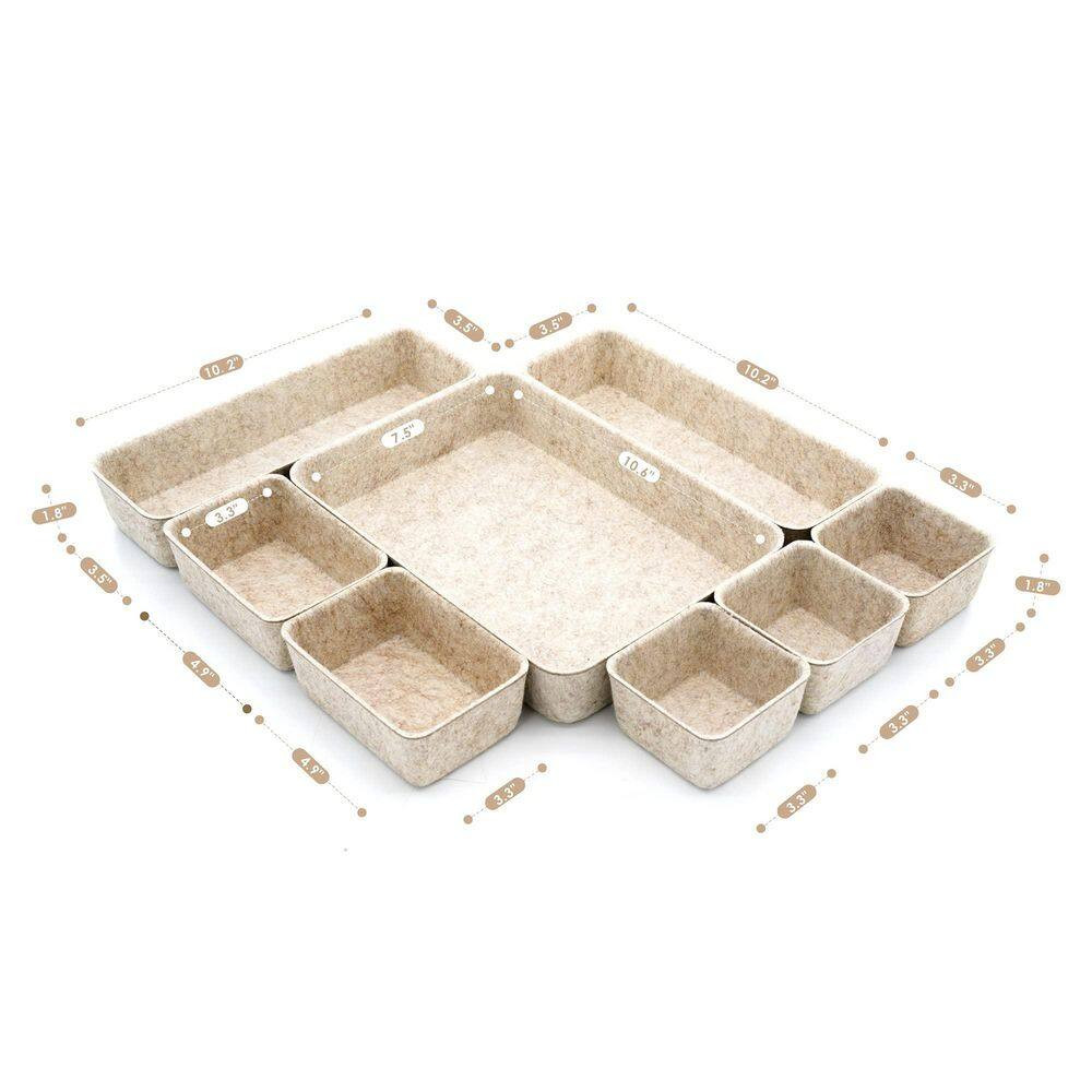 Oatmeal 10.6 In. X 7.5 In. Recycled Felt Scandin.Avian Style Desk Drawer Organiz