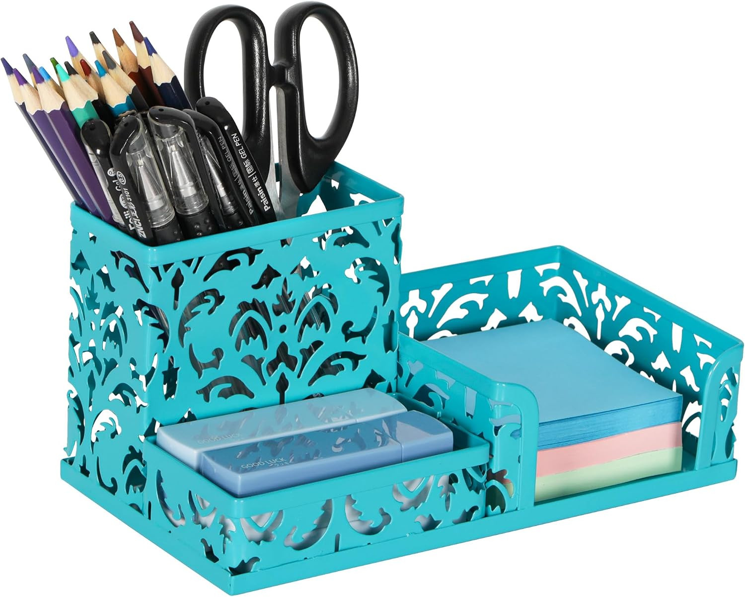 Desk Organizer with 3 Compartment for Pencil Sticky Note Holder and Office Acces