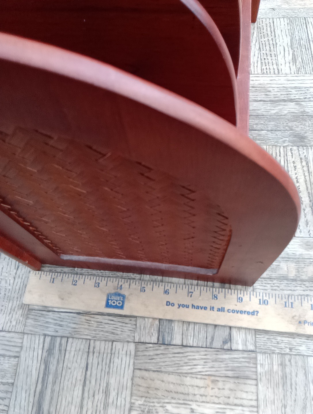Vintage REAL Wood Leatherette Rattan Desktop Document & Mail Organizer RARE VNC
