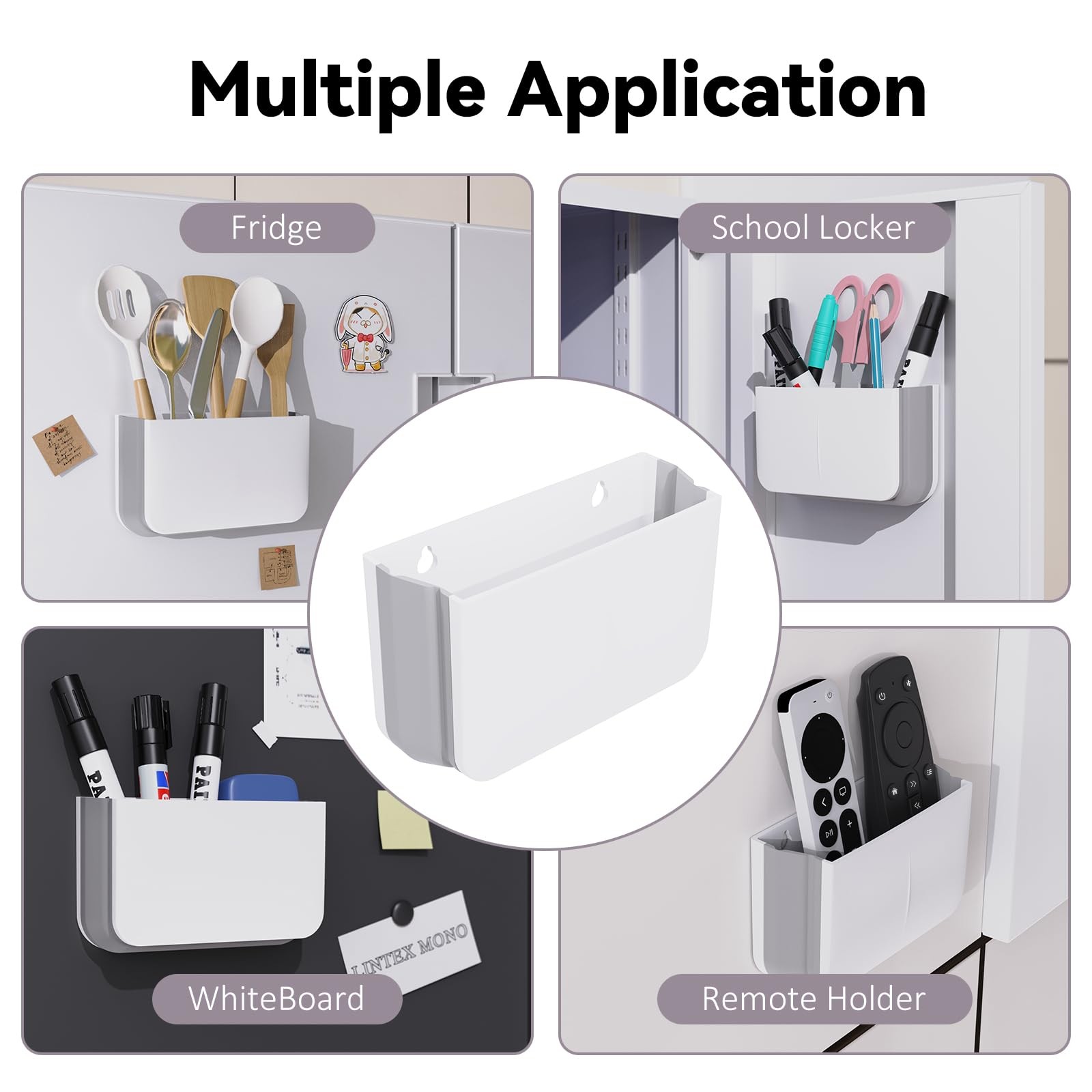 Magnetic Foldable Pen Holder, Dry Erase Marker Pencil White