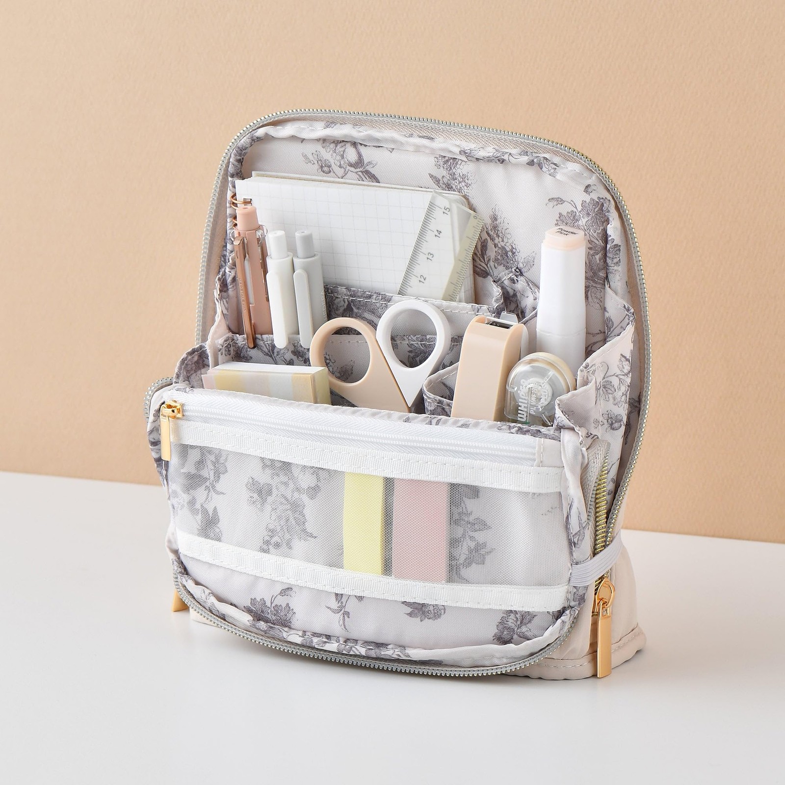 Francfranc Gather Tool Pen Stand Pouch Desk Organizer Pink Beige Japan