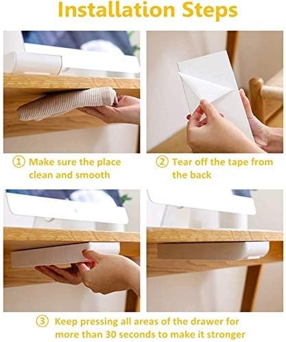 1 PCS Under Table Desk Hidden SelfAdhesive Pencil Tray Drawer Organizer Grey