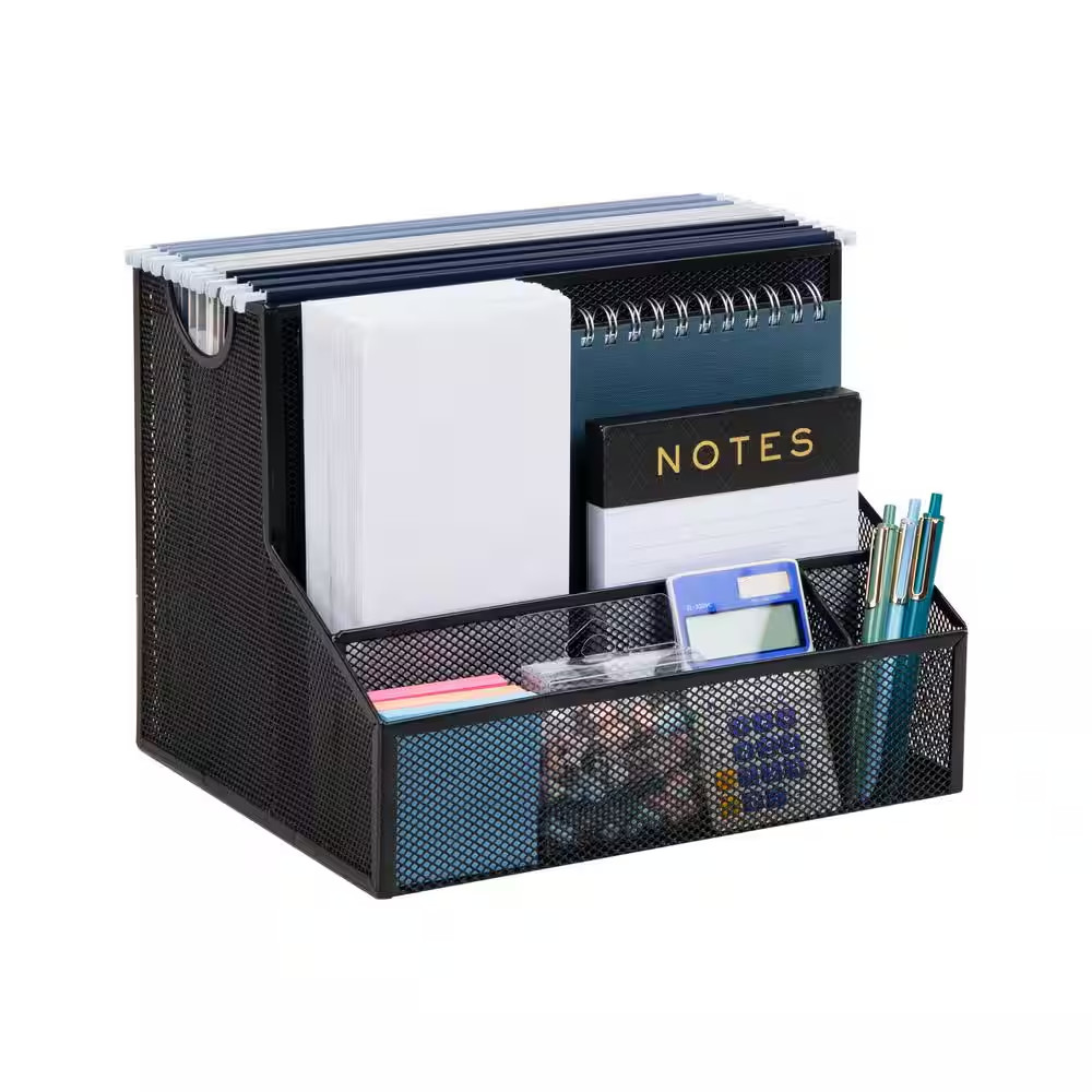 12.15 In. L X 9.5 In. W X 9.5 In. H Desktop Organizer, Vertical File Storage, Bl
