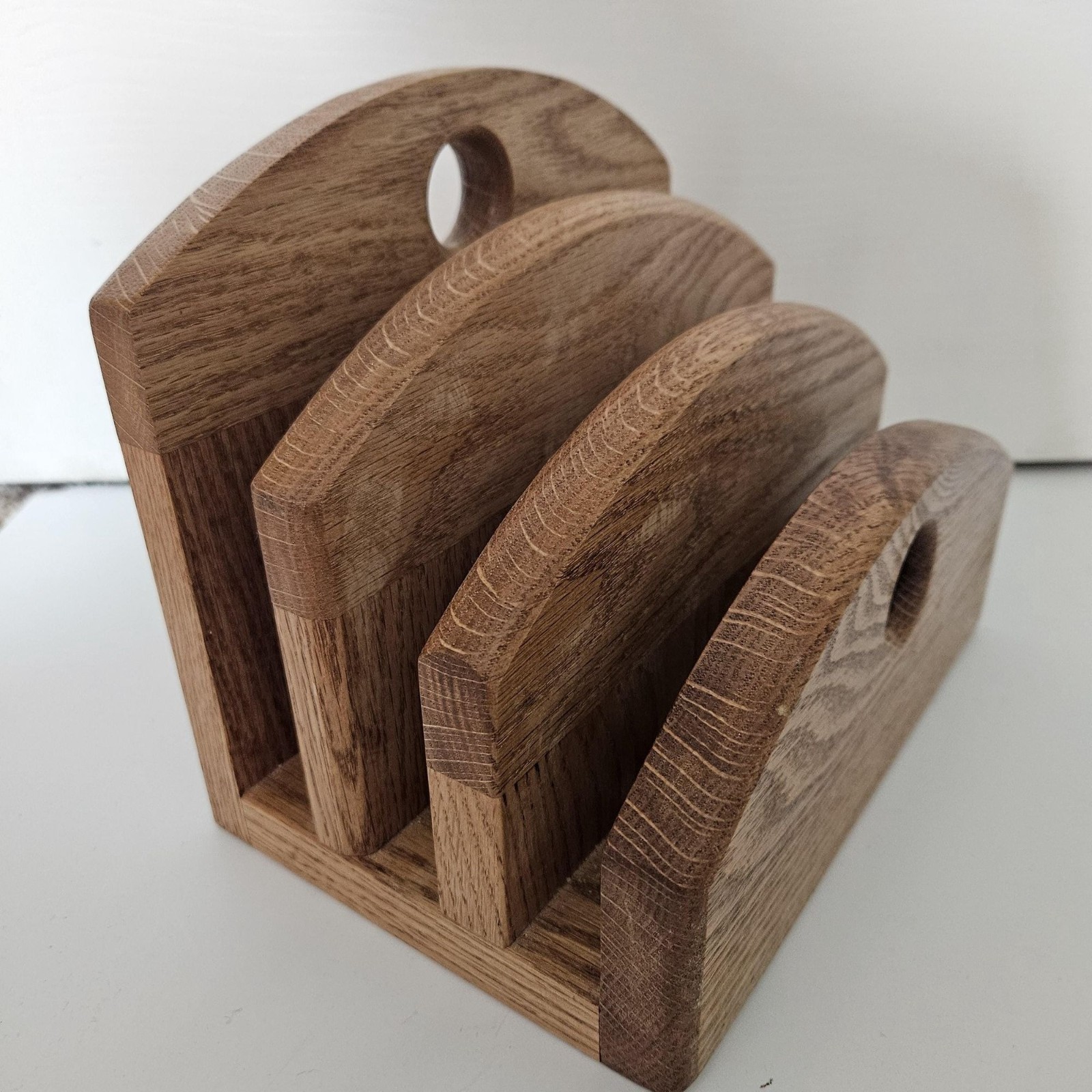 Vintage Solid Oak Wood Mail File Organizer, Desktop Office Decor, Hand Carved