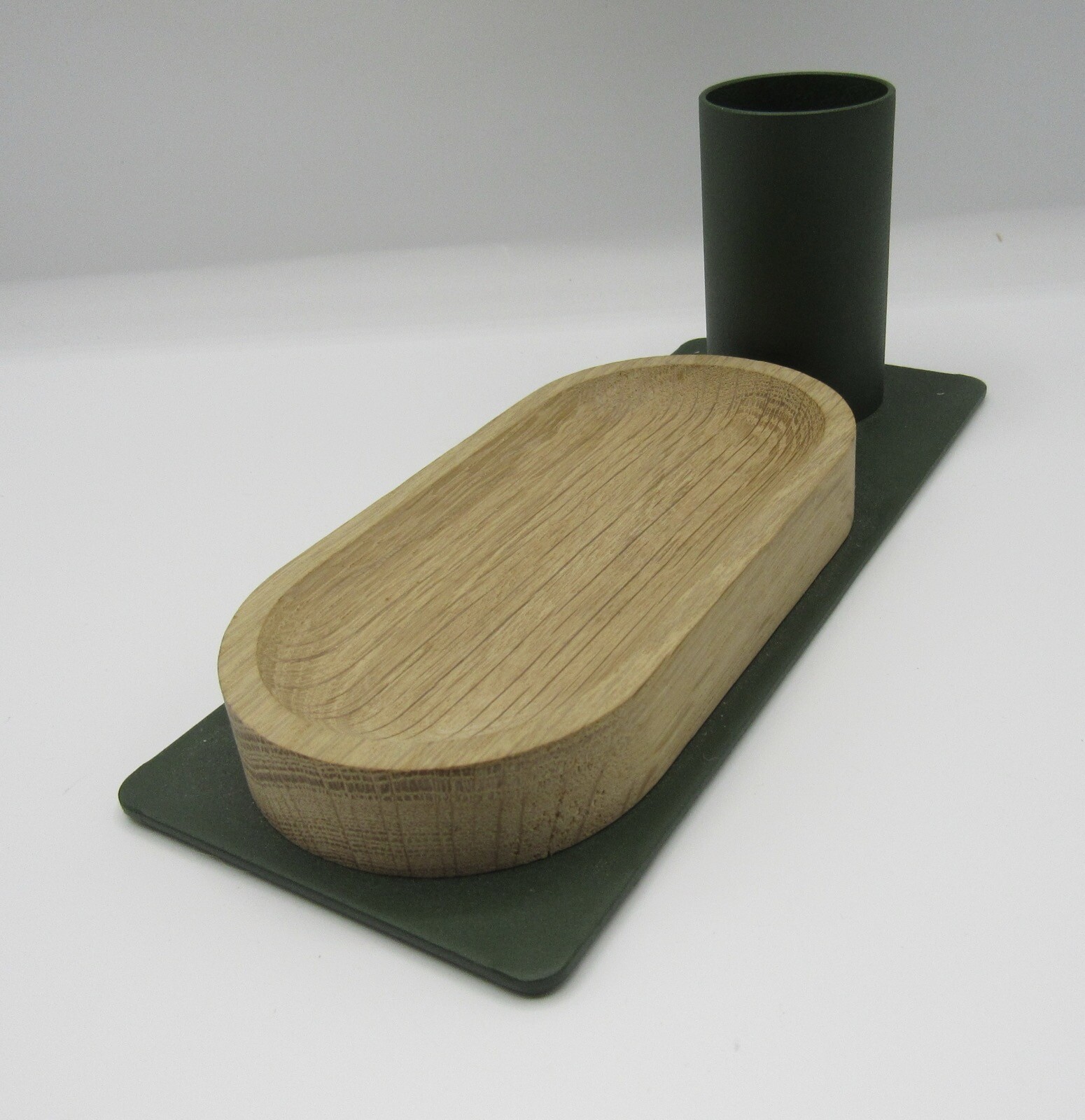 Most Modest powder coated steel/wood desk organizer pen holder dish green metal
