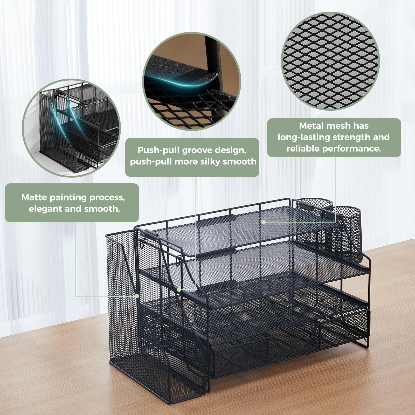 Desk Organizers and Accessories, 4 Tier Paper Letter Tray Organizer Holder De…