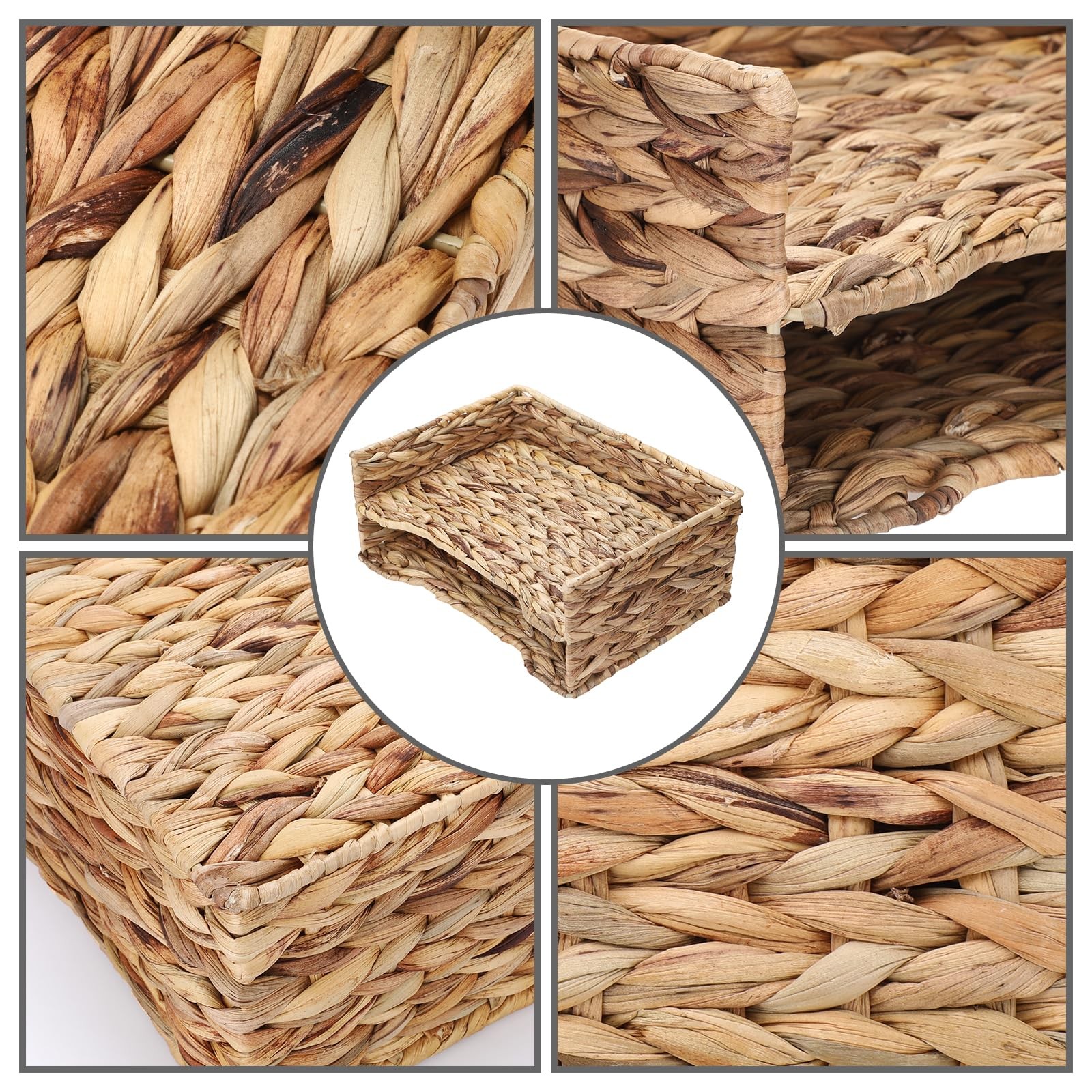 BTSKY 2 Tier 13.4″ x 9.8″ x 5.5″, Natural Shades of Hand-dyed Water Hyacinth