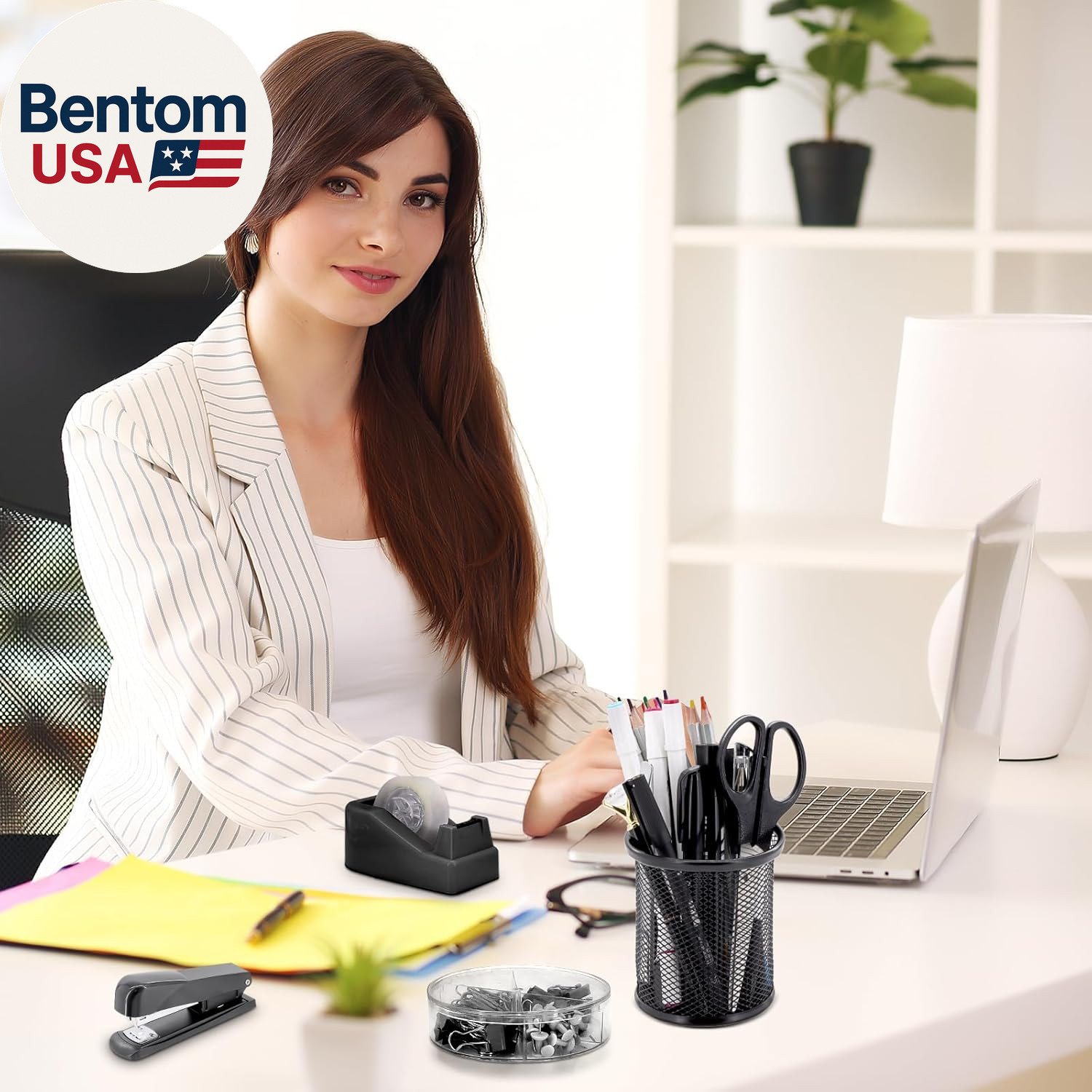 17 in 1 Black Desk Organizers and Accessories Set, 3 Office Desk Supplies Storag