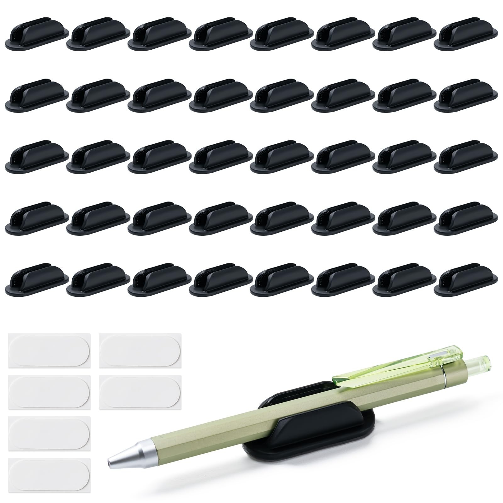 40 Pack Silicone Adhesive Pencil Holders – Flexible Desk & Wall Organizers, Offi