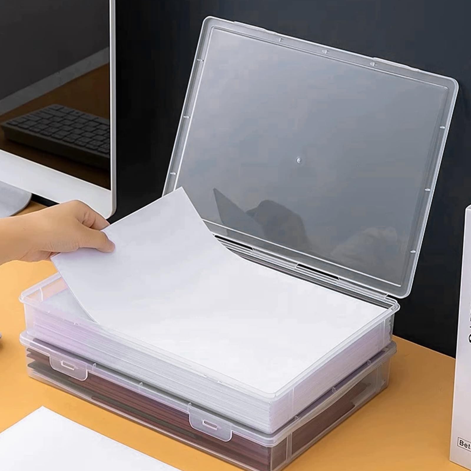 LDHHYH 3 Pack Plastic Storage Boxes with 12.2 x 8.7 x 2 inches, Transparent