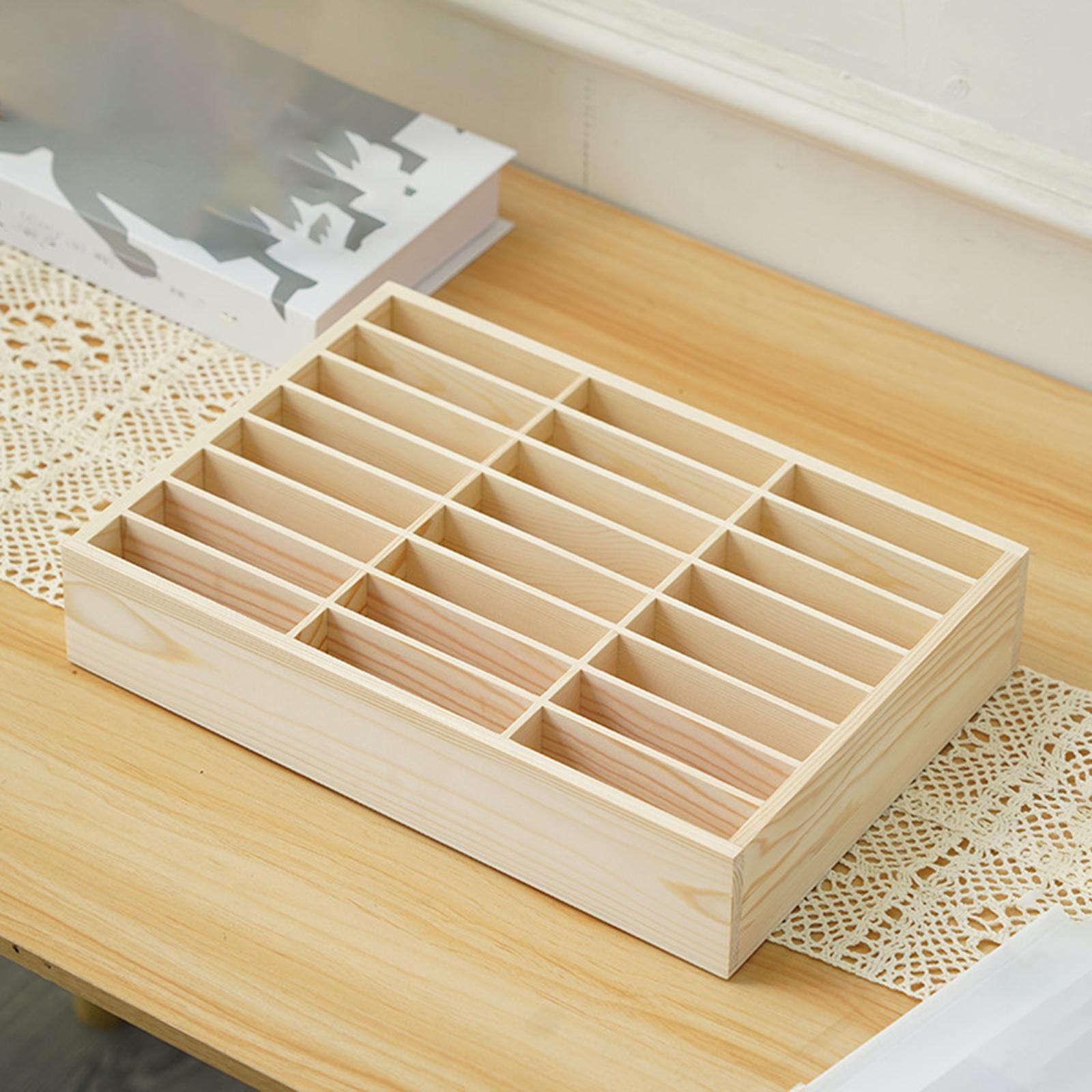 Wooden Mobile Phone Storage Box Phone Holder Display Rack Finishing Grid Desktop