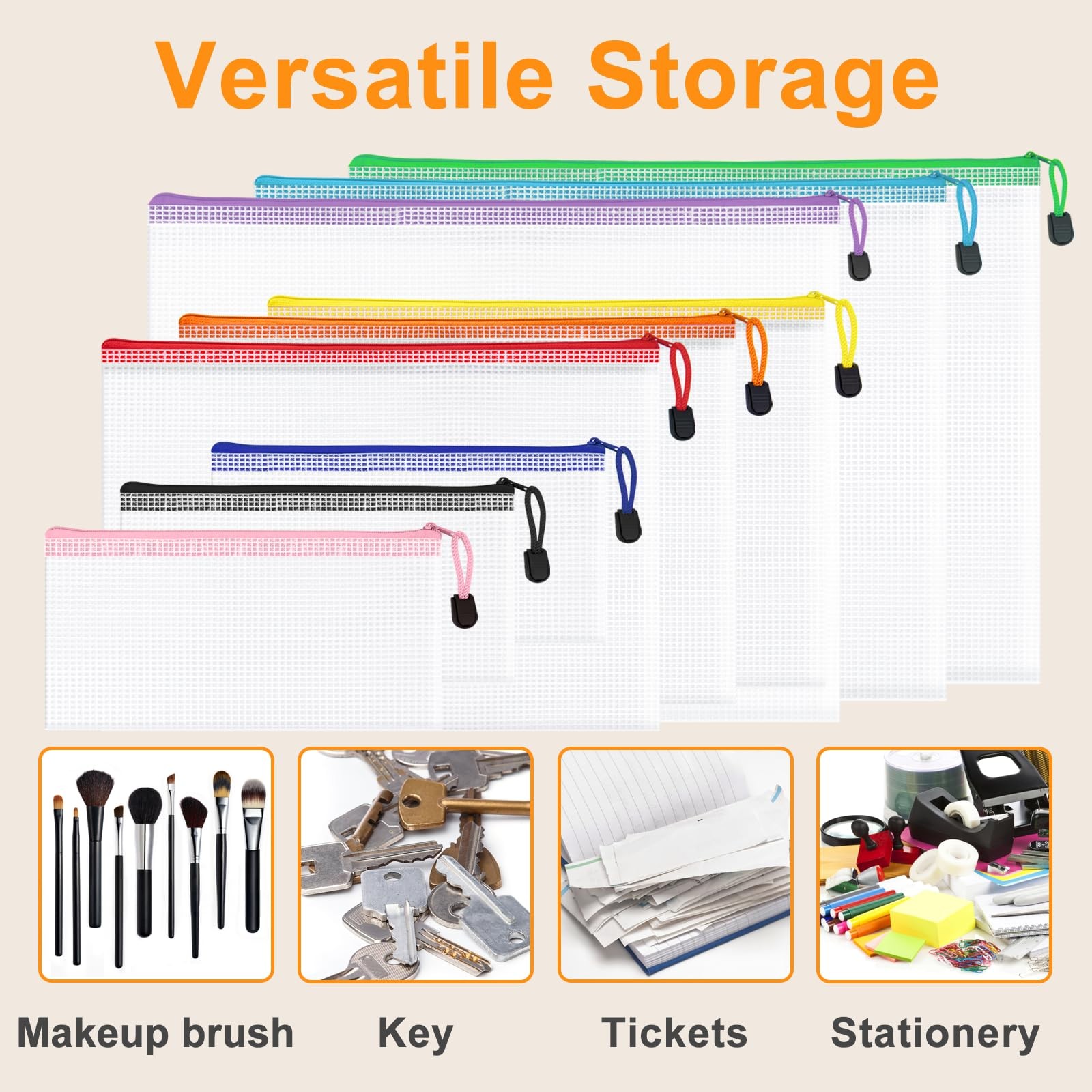 12pcs Mesh Zipper Pouch Bags, Waterproof A4 Letter Size Puzzle Bag for Organi…