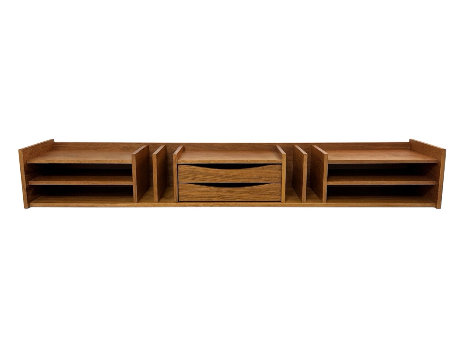 Mid-Century Modern Pedersen and Hansen Danish Teak Desk Top Organizer 48”