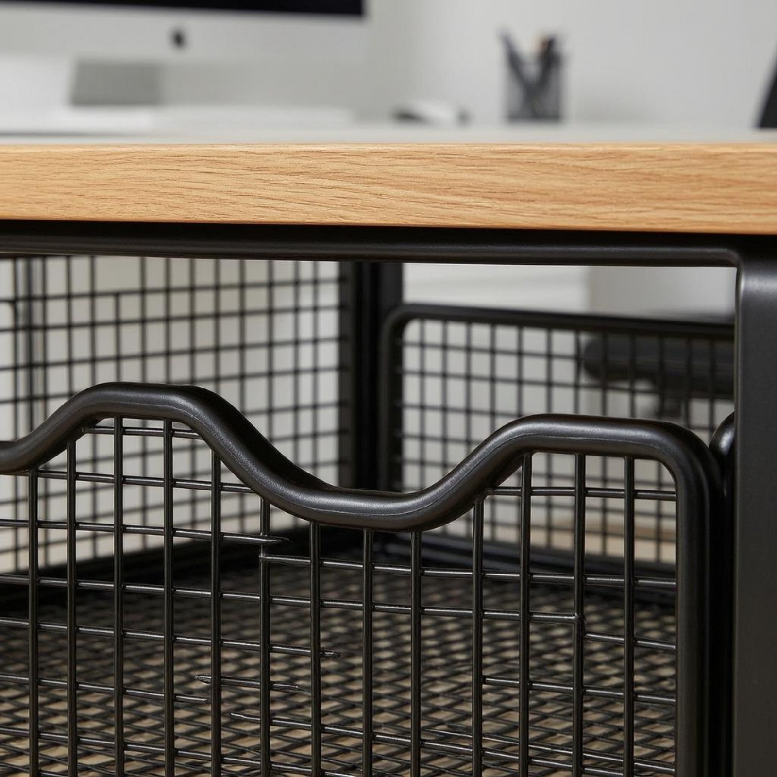Desktop Storage Rack Wood-Look 2 Tier Desk Shelf Compact