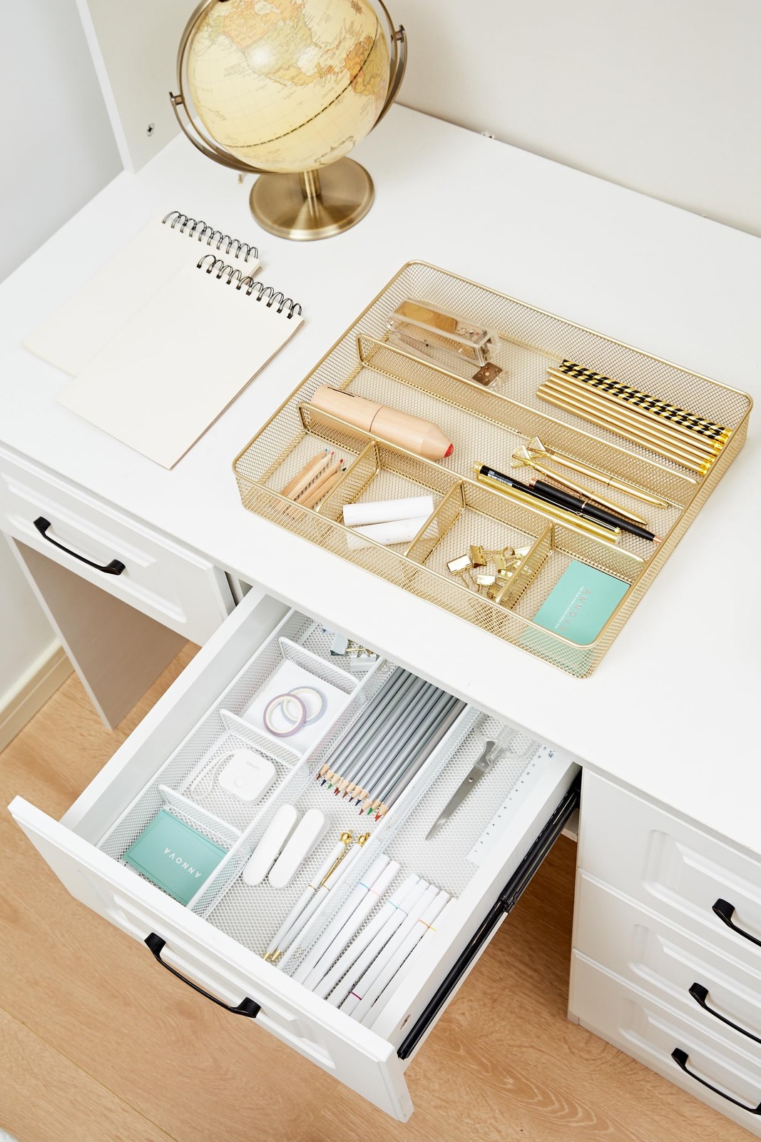 Annova Desk Top Organizer Tray for Office Organization Metal Mesh Storage T…