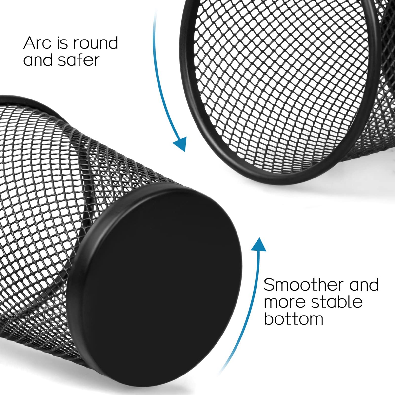 Mesh Pencil Holder for Desk 6 Pack, Metal Pen Cup Black | Pen Holder for Desk, D