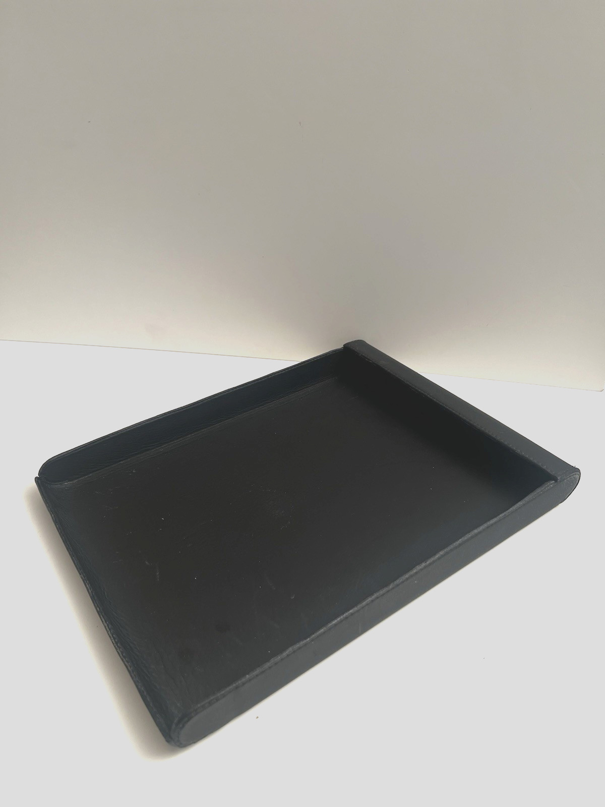 Nienkamper Black Leather Wrapped Letter Desk Office Tray L@@k!
