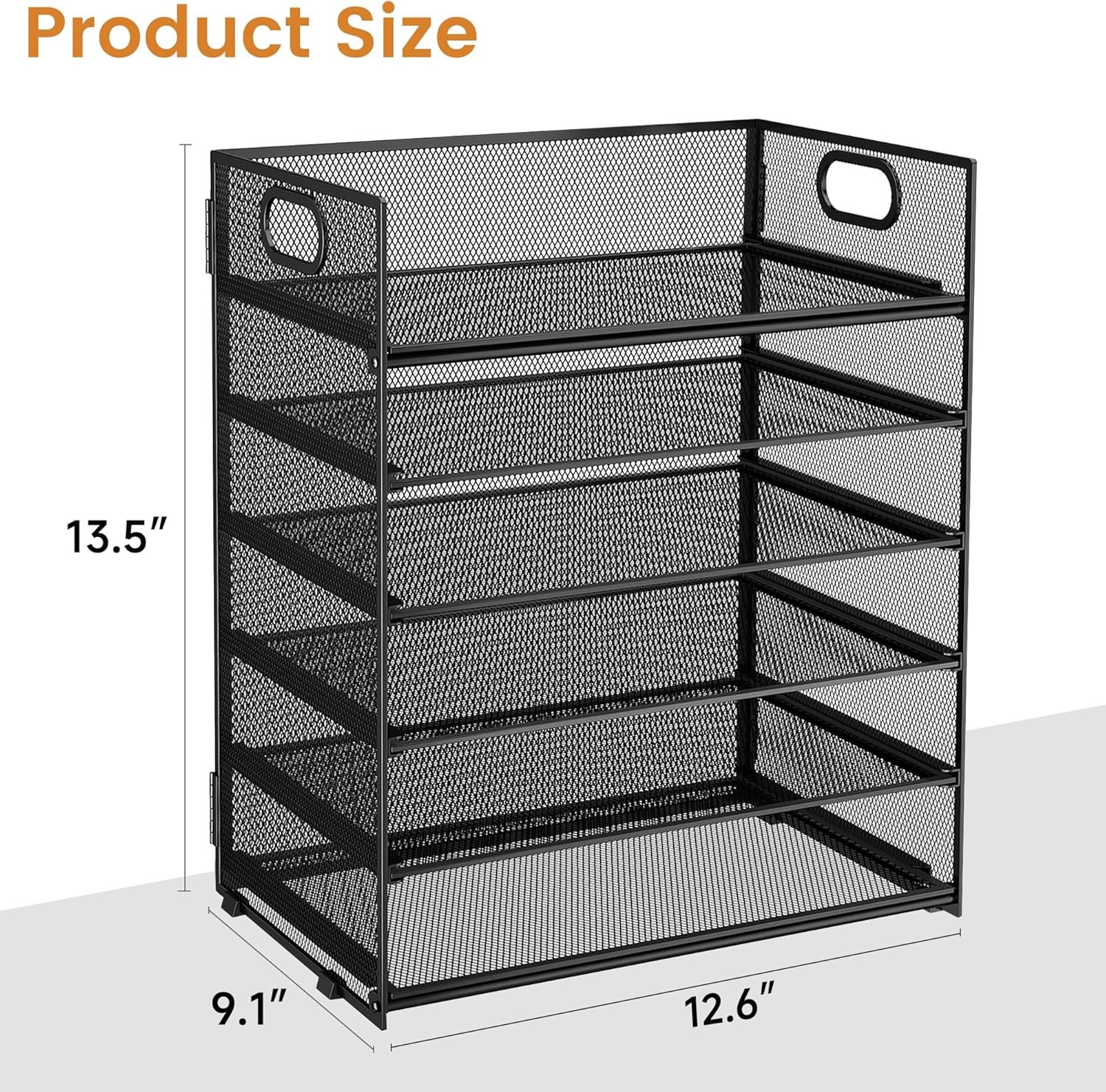 6 Tier Paper File Tray Organizer for Desk, Black Mesh Desk Letter Paper File Fol
