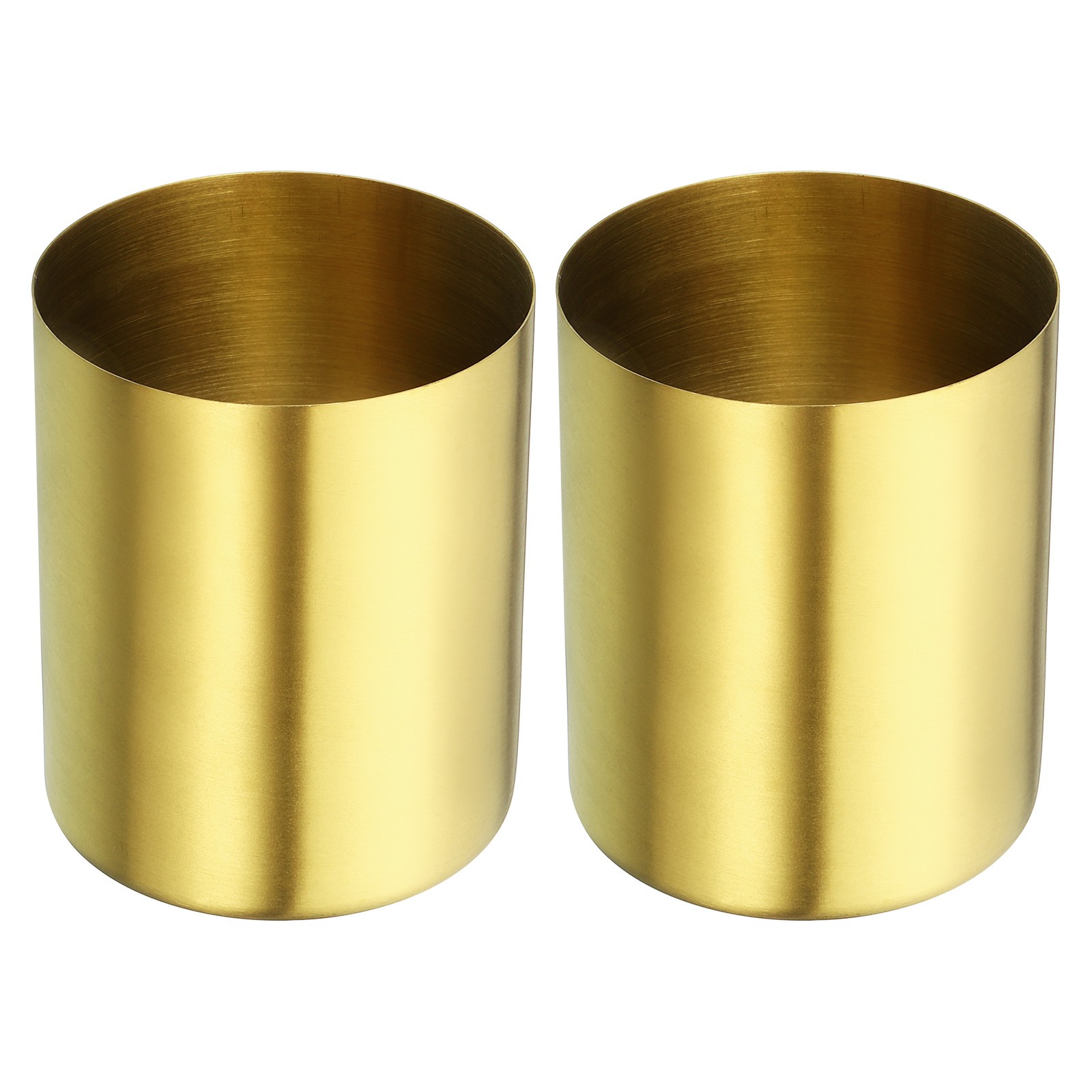 2x Pencil Holder Pen Holder for Desk Stainless Steel Pencil Holders Cup Golden