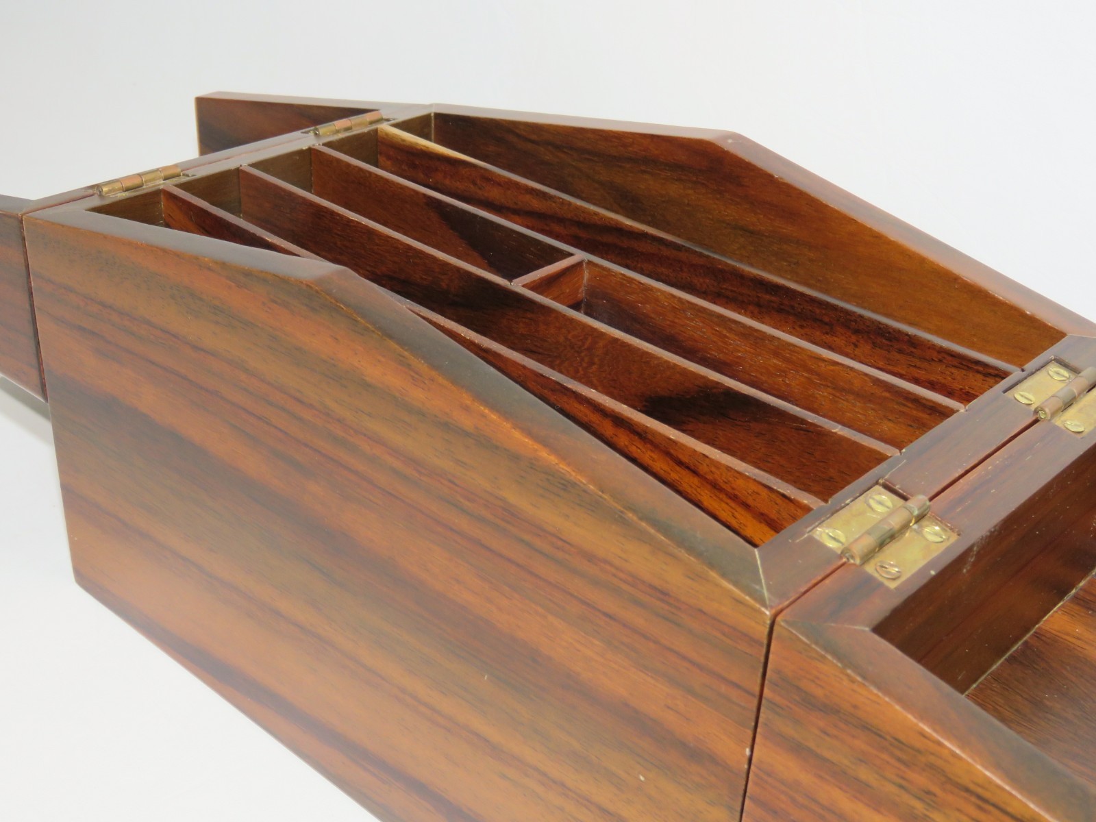 Mahogany Desk Letter Box/Desk Organizer W/Compartments & Hinged Top Froelich