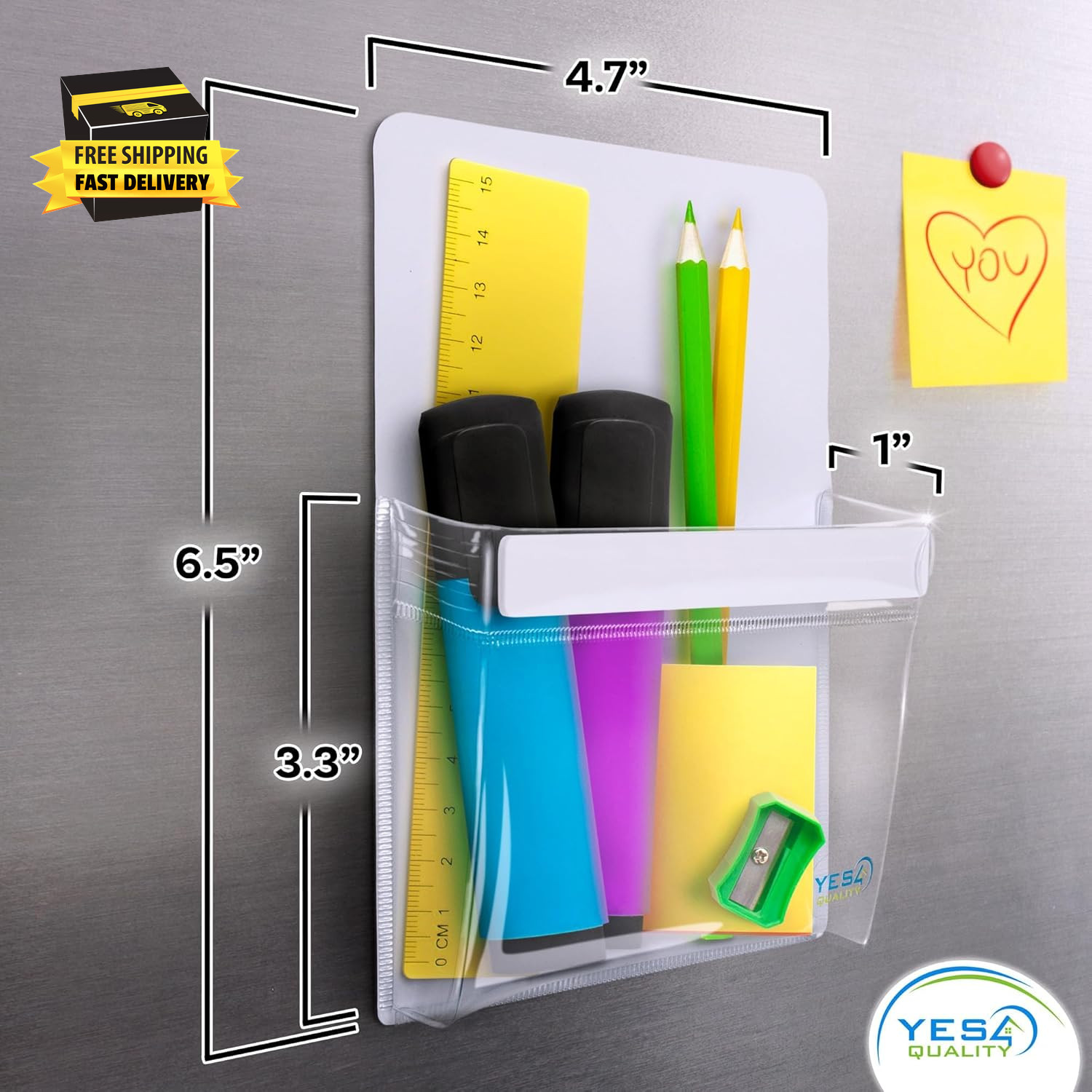 Magnetic Pen Holder for Refrigerator with Strong Magnetic Back, Dry Erase Marker