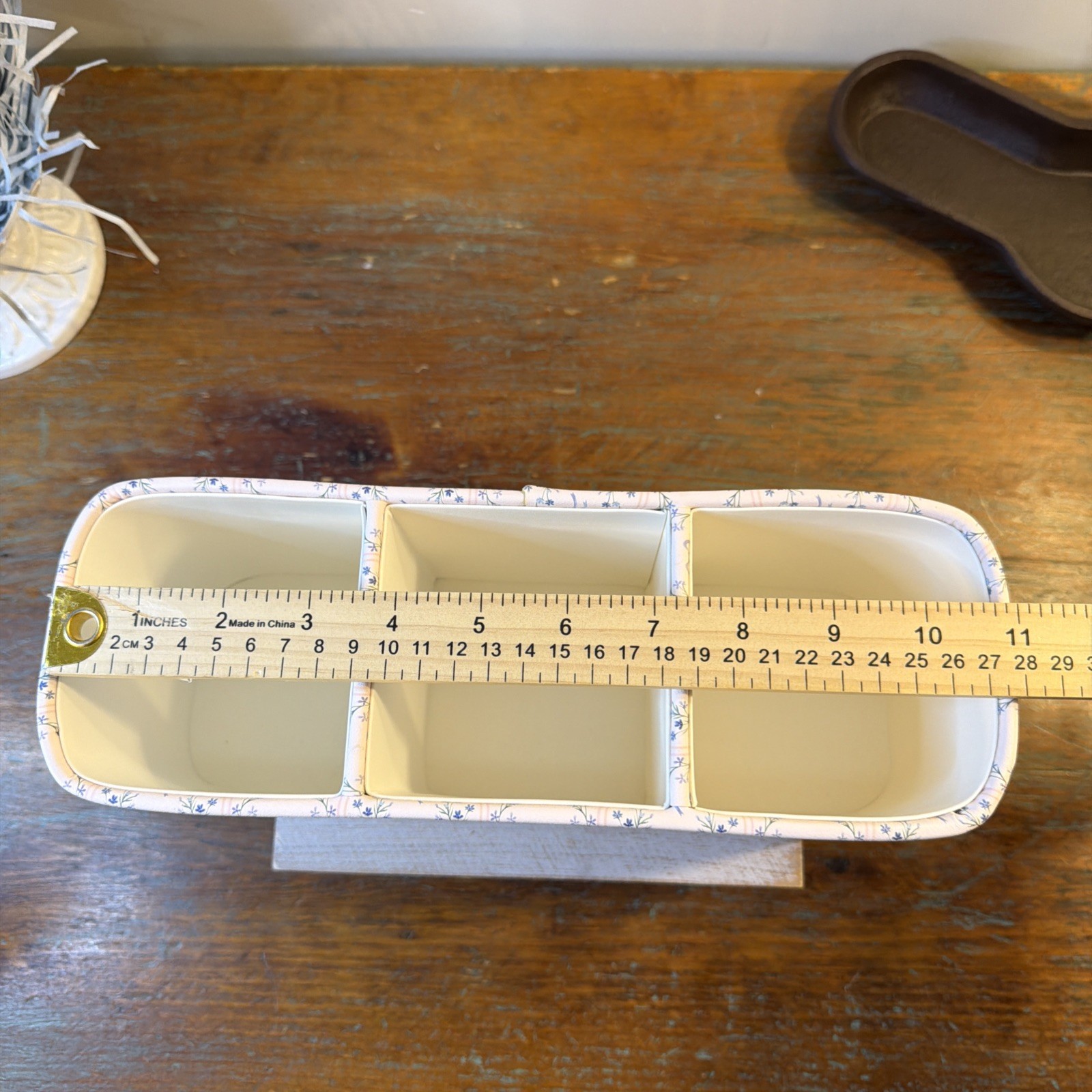 Cupcakes And Cashmere At Home Pink/Blue Bow 3 Compartment Desk Organizer. New.