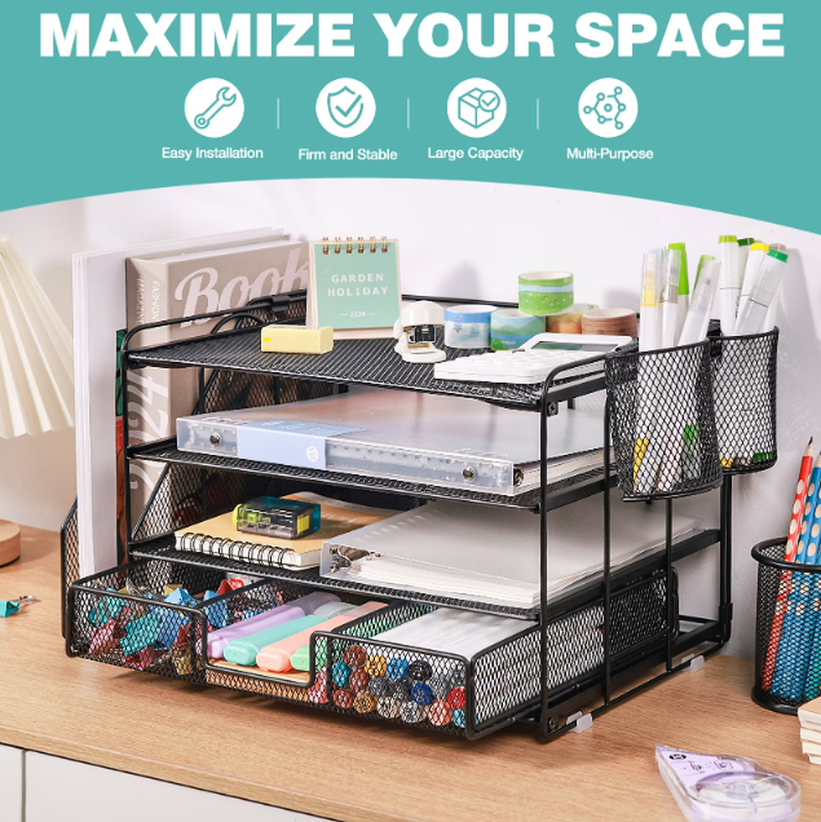 Livhil Desktop Organizer 4-Tier Desk Organizers Sets and Storage, File Organizer
