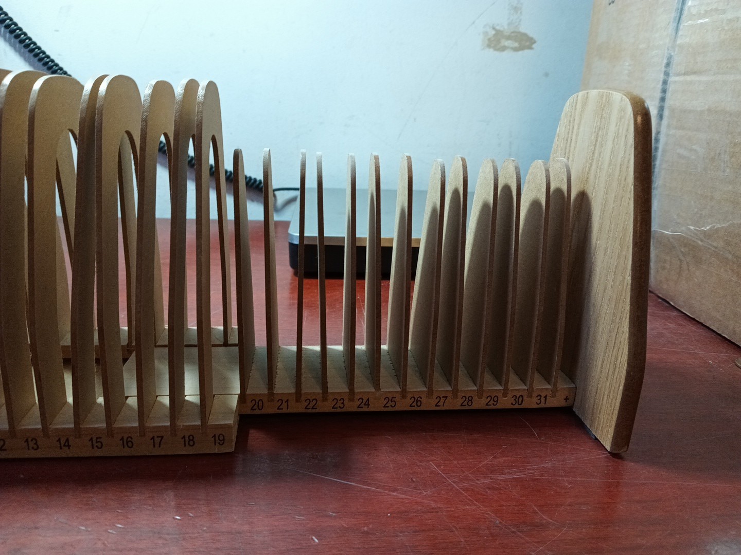 Vintage Wooden Desktop 31 Day 32 Slots Bills Mail Organizer