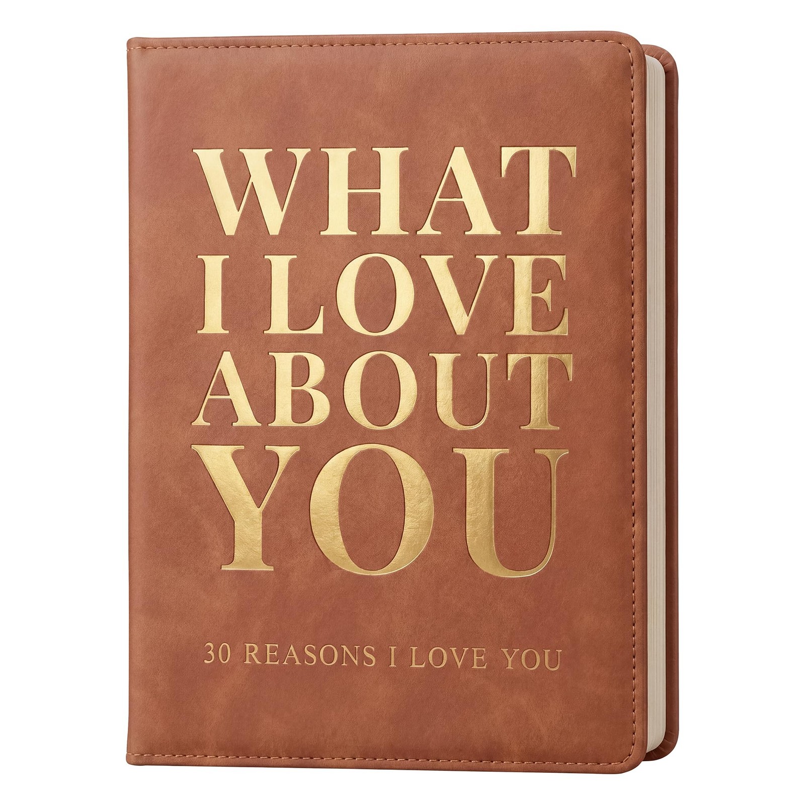 YOELOVE What I Love About You Leather Book – 30 Reasons Why I You, Brown