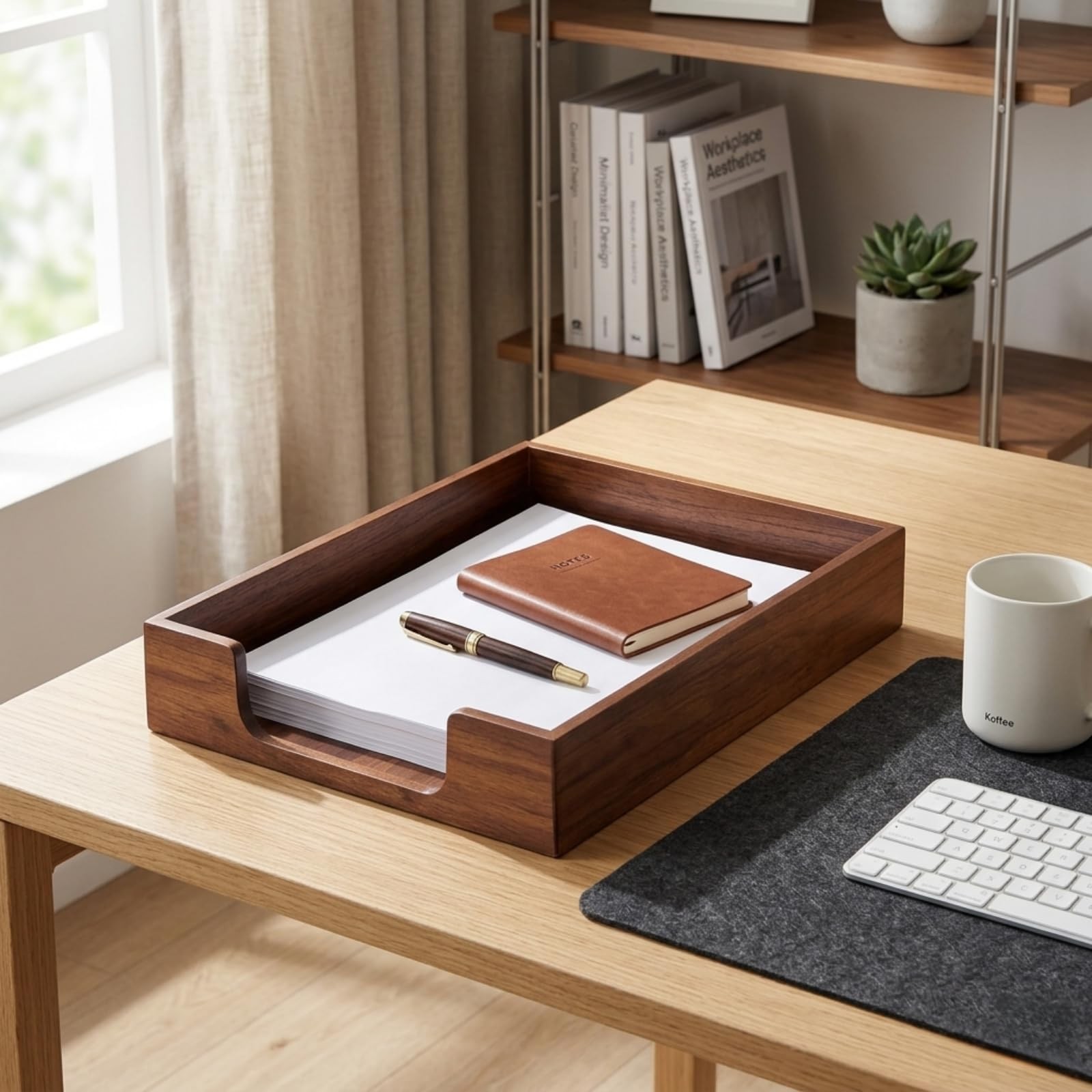 Bamber Wood Letter Tray Wooden Desk Organizer Paper Document File Tray for Offic