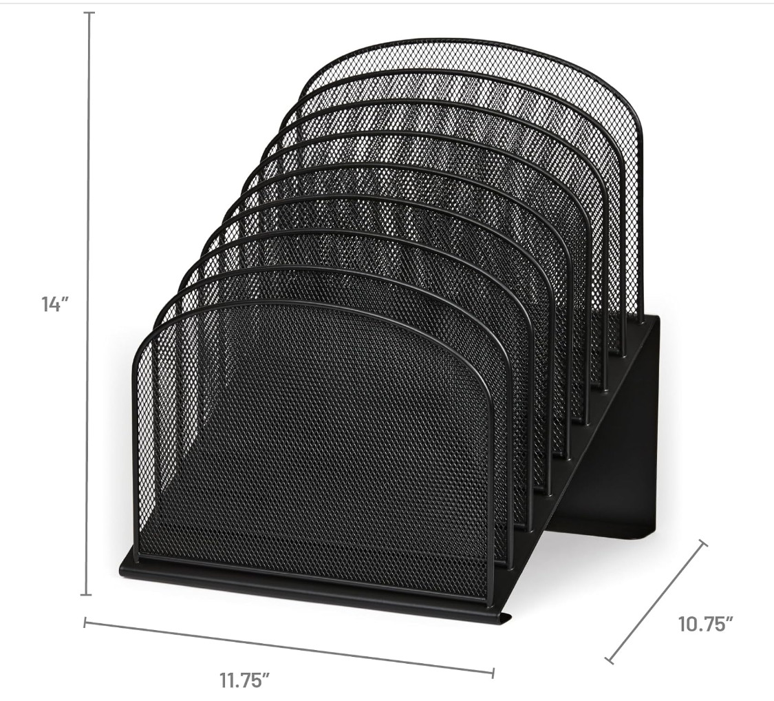 USED Safco 8 Compartment Wire Mesh File Organizer Matte Black- USED (AB)