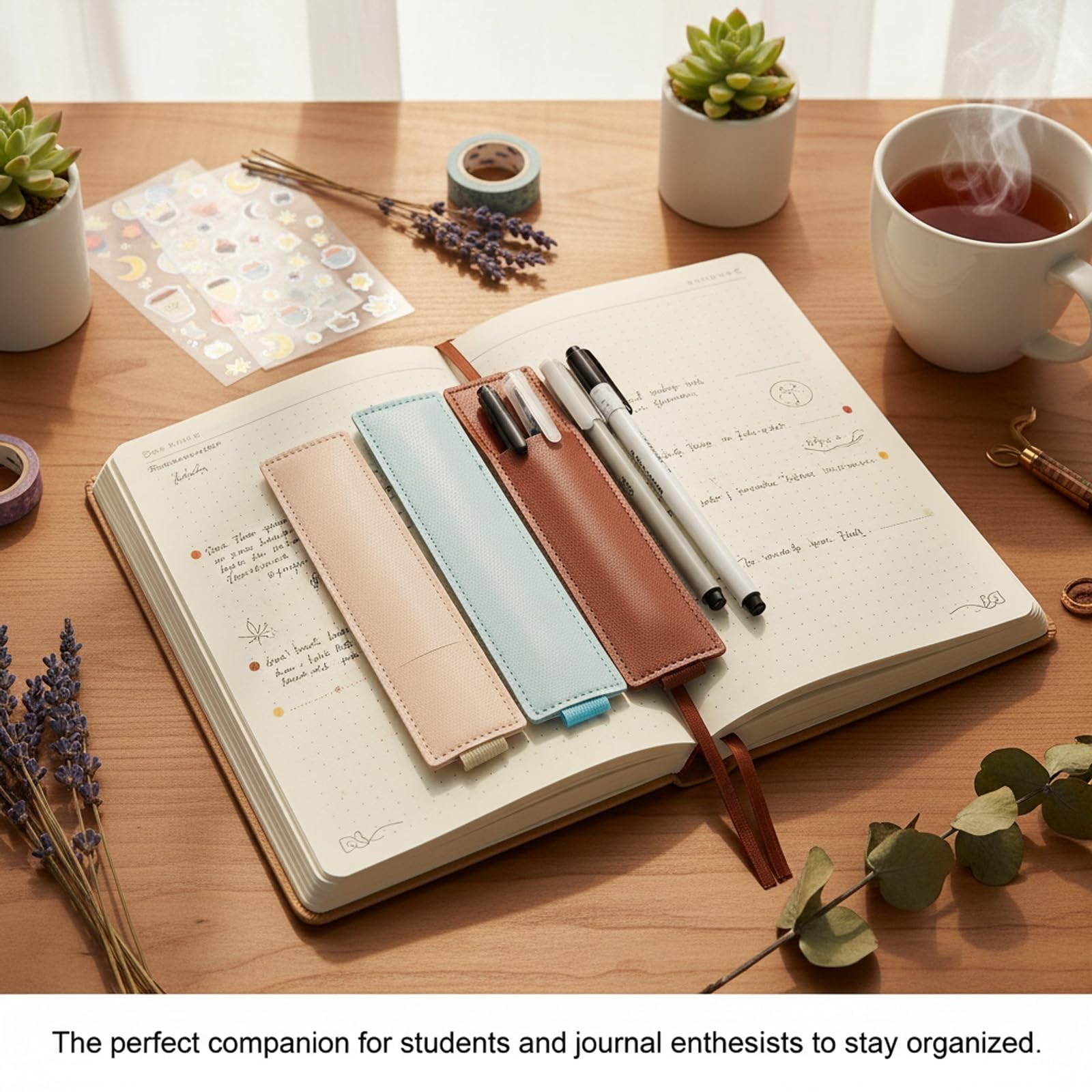 3Pcs Elastic Pen Holder for Notebook with Adjustable Strap Band, Leather Pen …