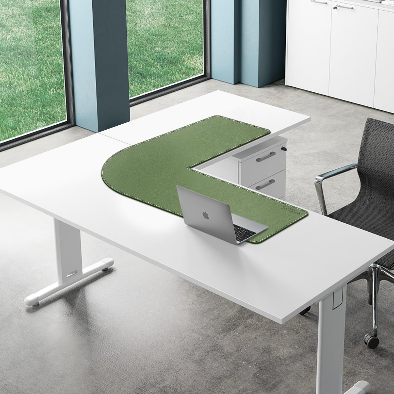Mydours L-Shape Desk Mat 46 X 46 X 16 Extra Large Pu Leather Desk Pad Blotter