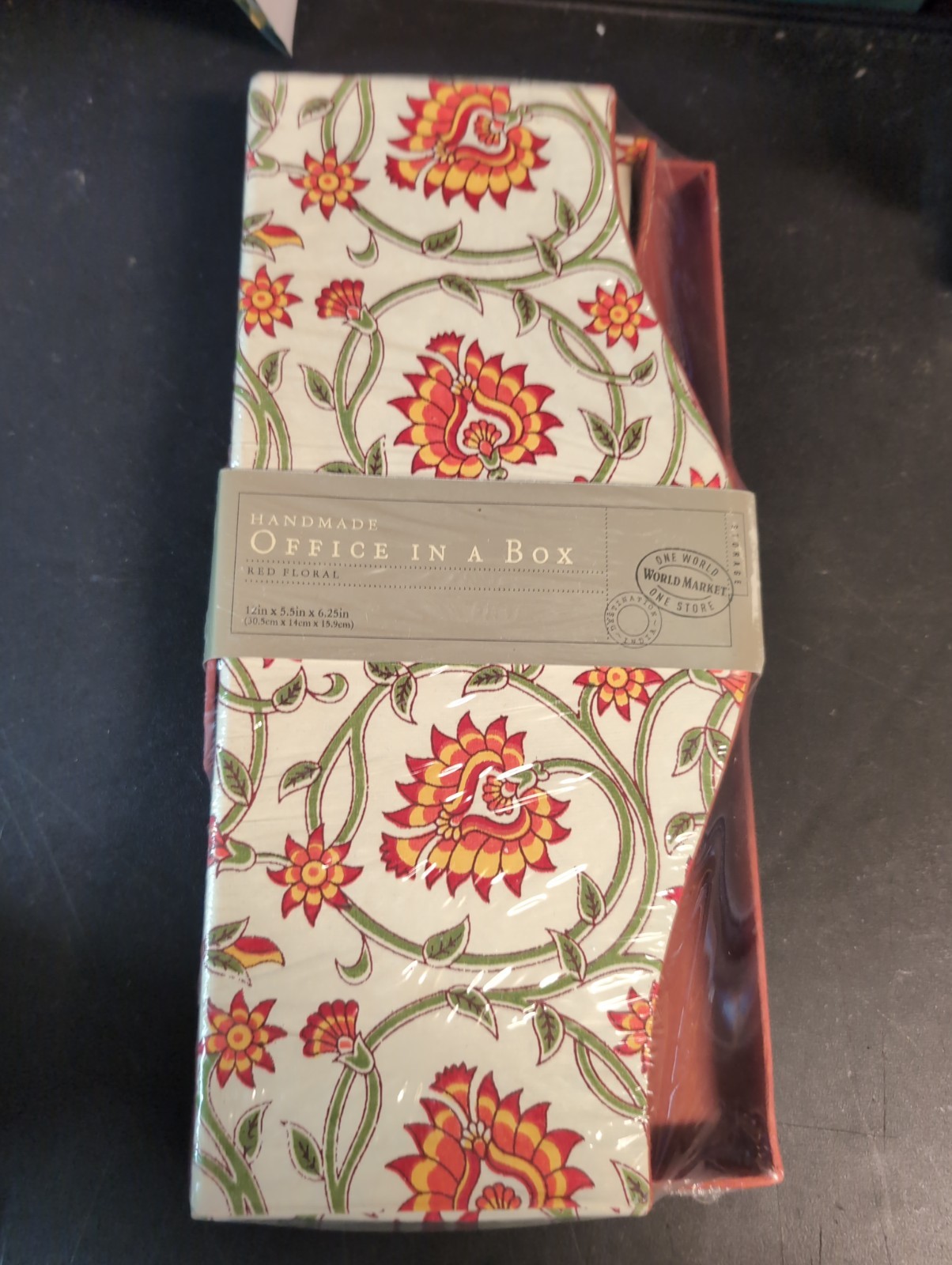 Red floral design World Market “Handmade Office in a Box” New