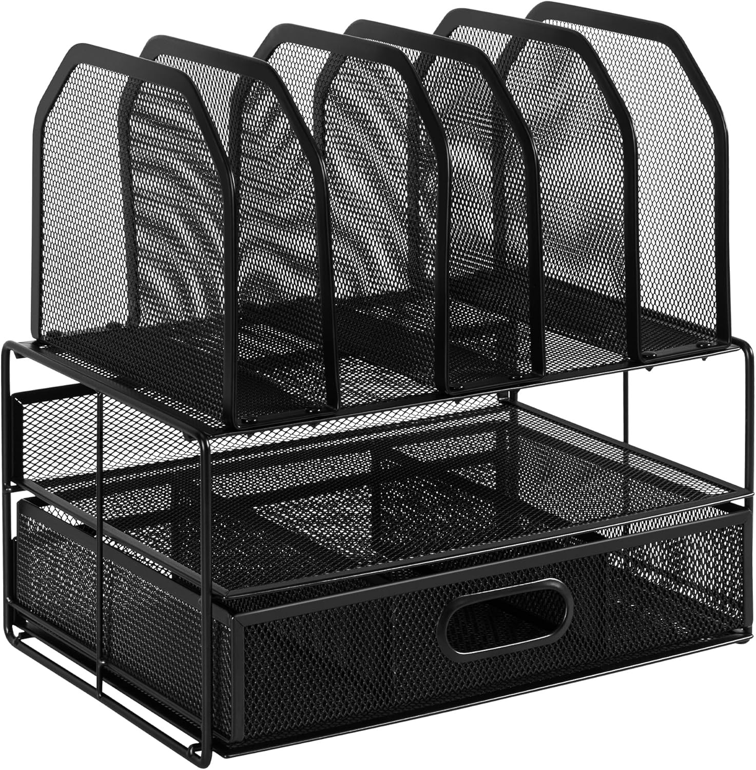 Mesh Desk Organizer with Sliding Drawer, Double Tray