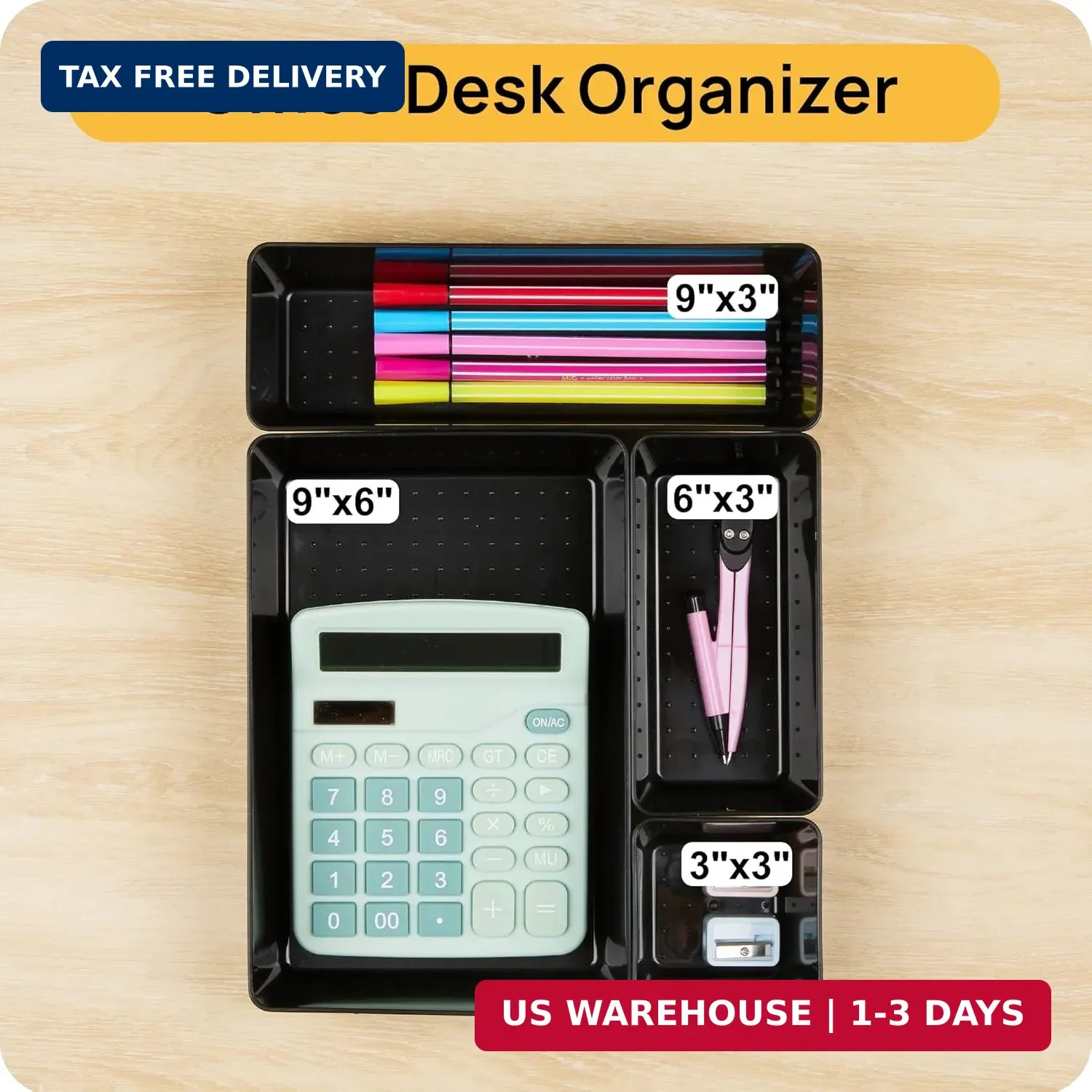 Vtopmart 25 PCS Office Desk Drawer Organizers Set, 4-Size Versatile Plastic Draw