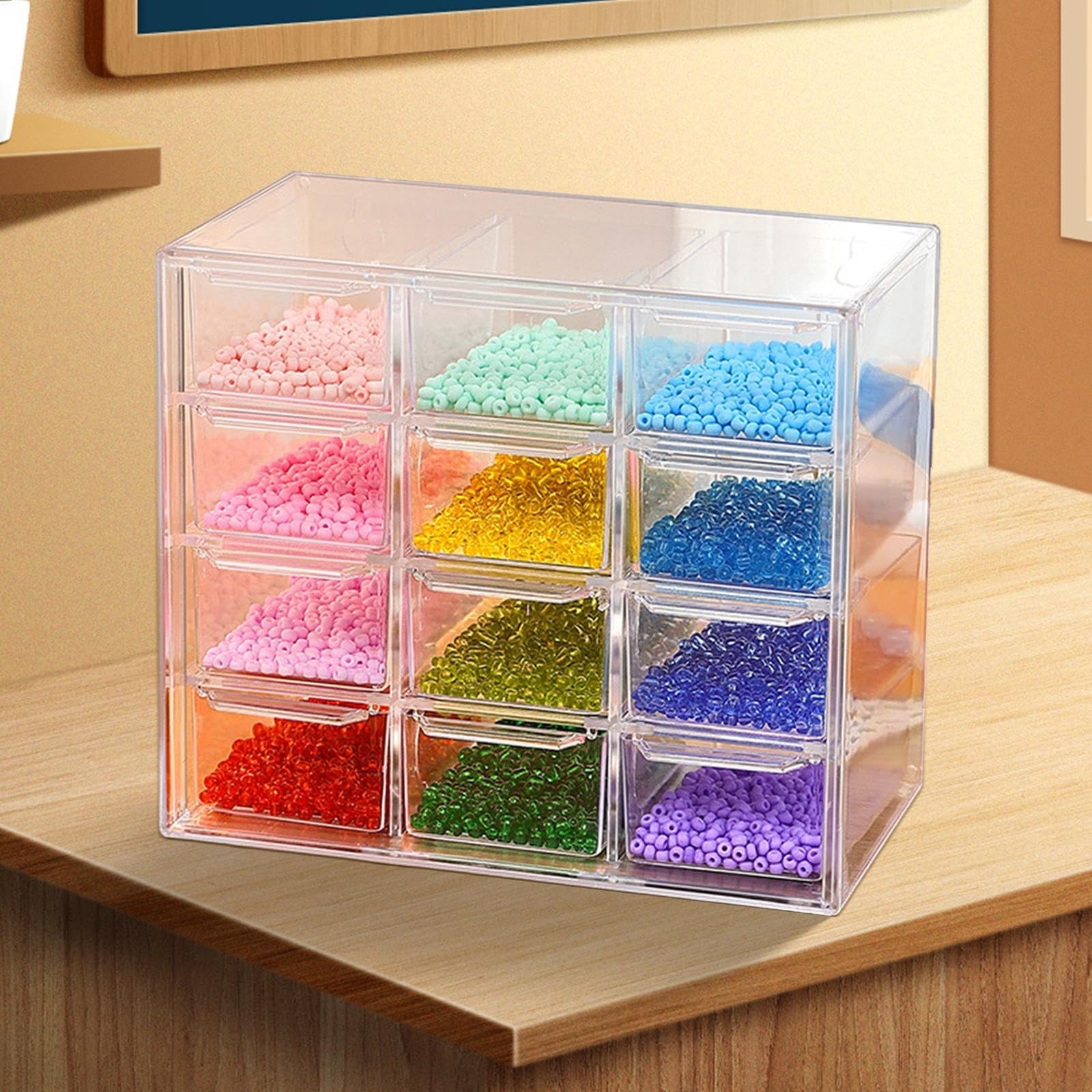 kowaku Mini Drawer Organizer Small with Drawers 12 Drawers, Clear