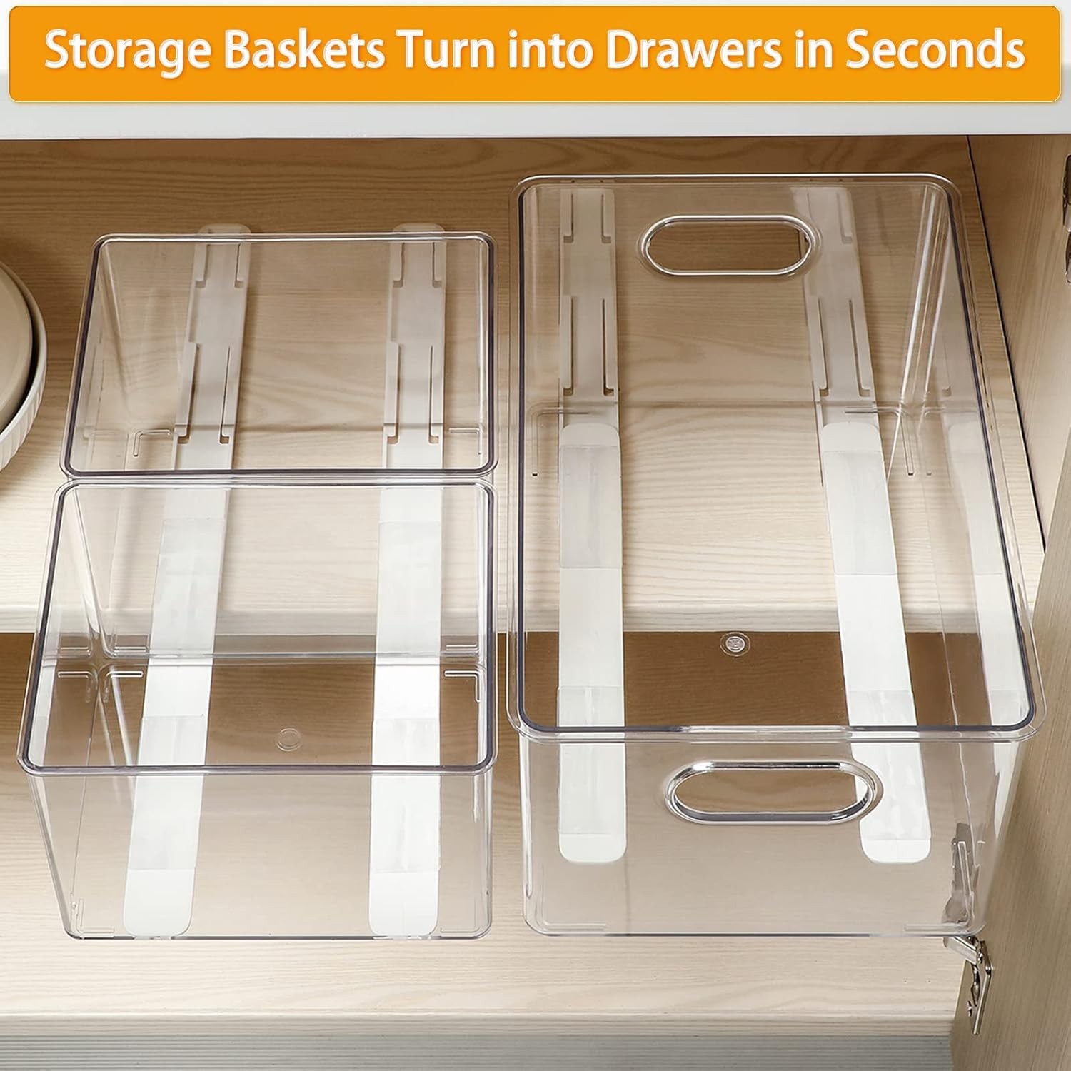 Summark 4 PCS Pull Out Rail for Baskets or Bins.Storage and Organization 2