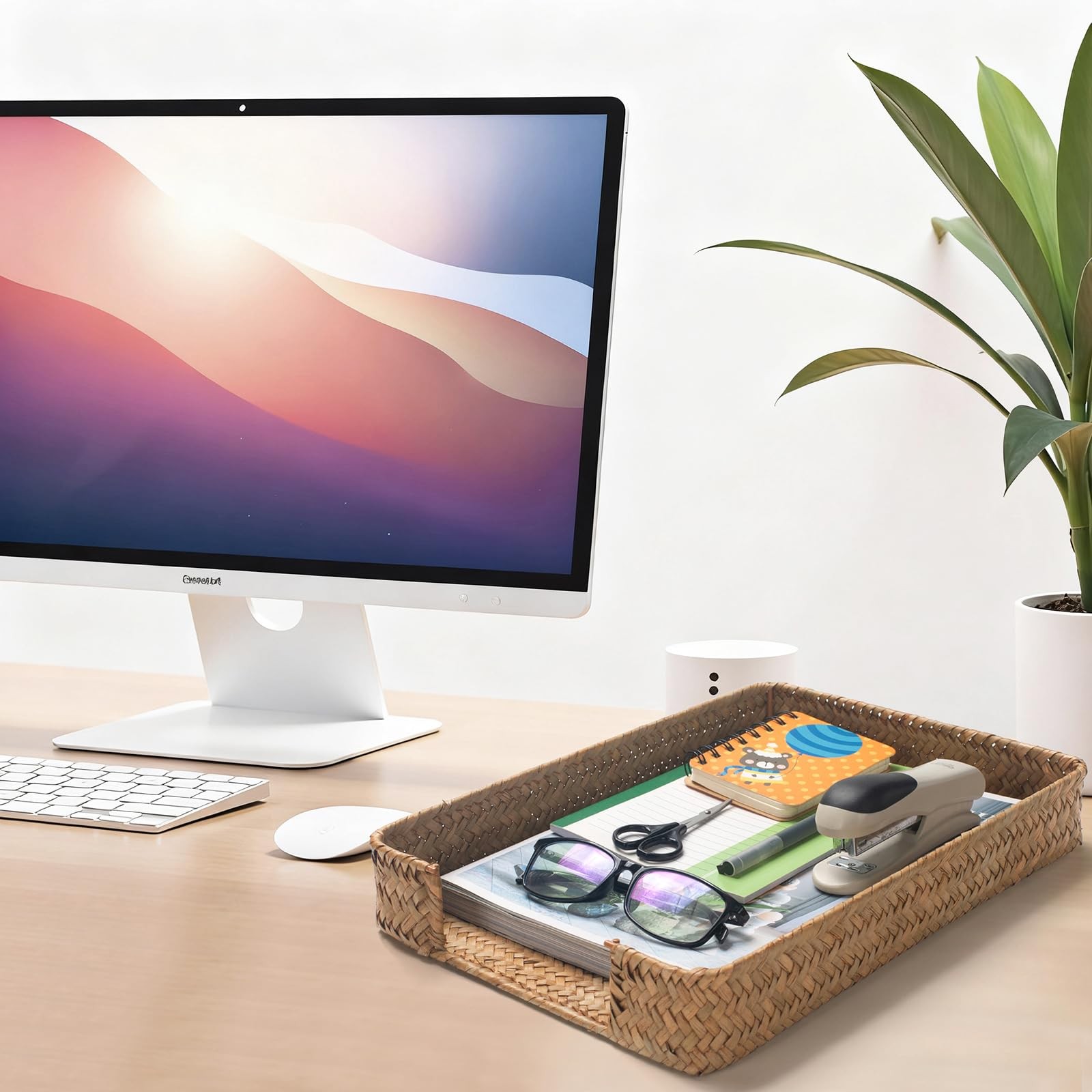 Seagrass Letter Tray Woven Desk Wicker Desktop Basket Organizer Papers Files