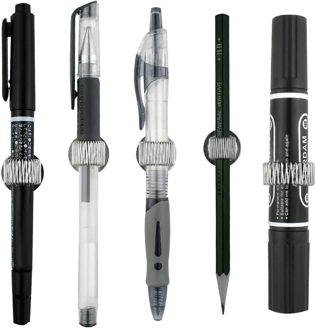 6Pcs Silver Manganese Steel Pen Holder Clips Self Adhesive Pencil Organizer w…