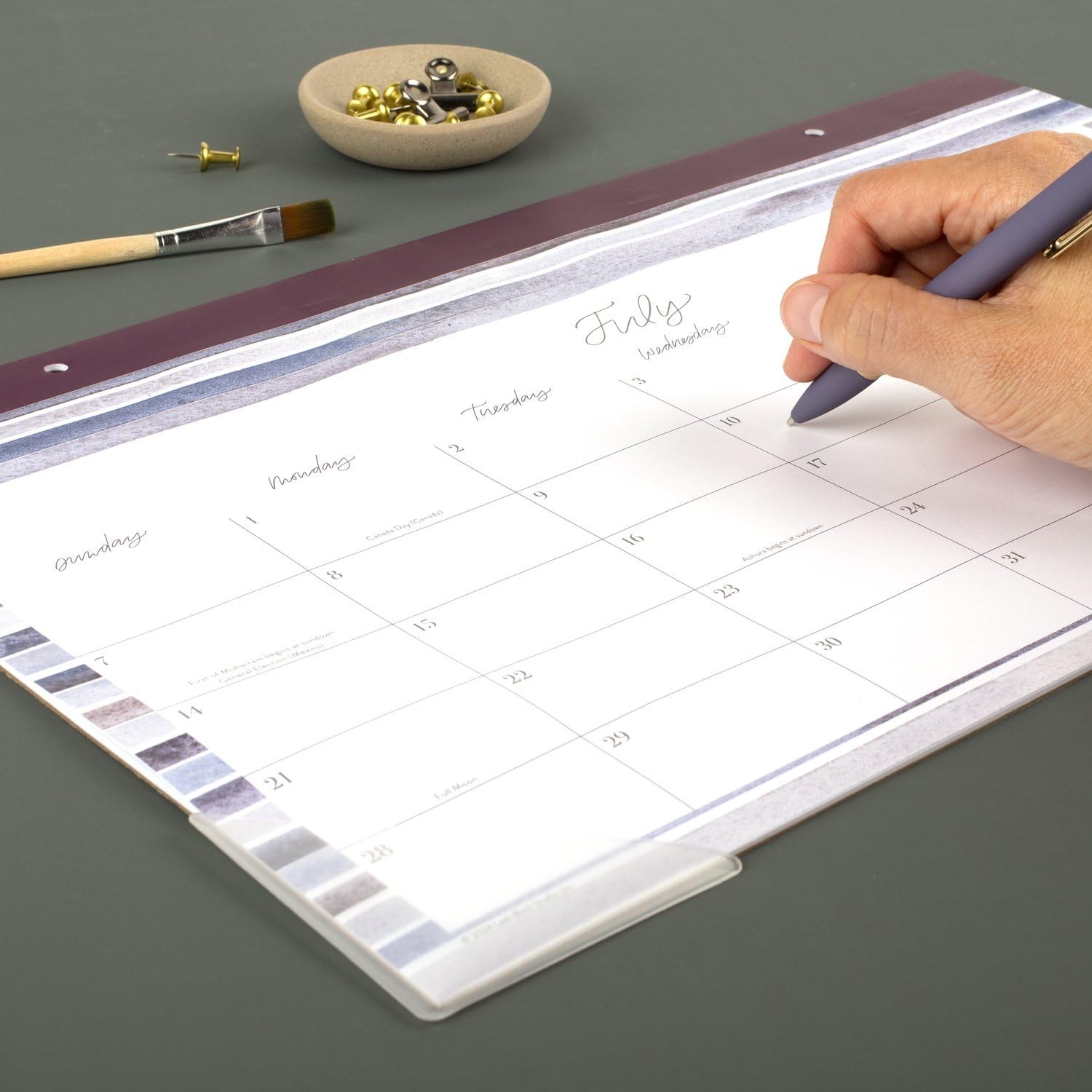 Cambridge Desk Calendar 2025-2026 Academic, Leah 17.75″W x 11″H, Stripe