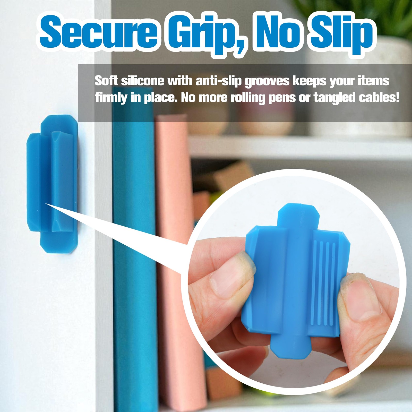 New Pencil Desk Holder for Grips Adhesive Student Classroom Pen Clip Wall Sil…