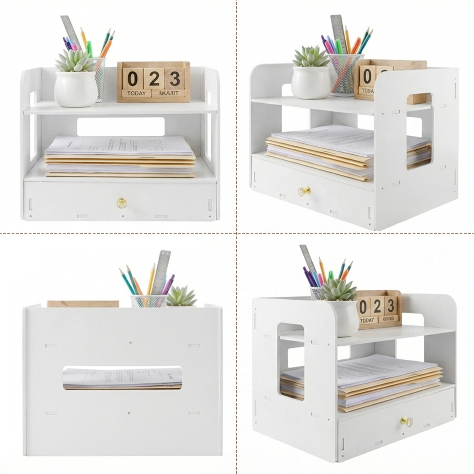 Desk Organizer, 2-Tier File Organizer for Desk with Drawer, Letter Tray , Des…