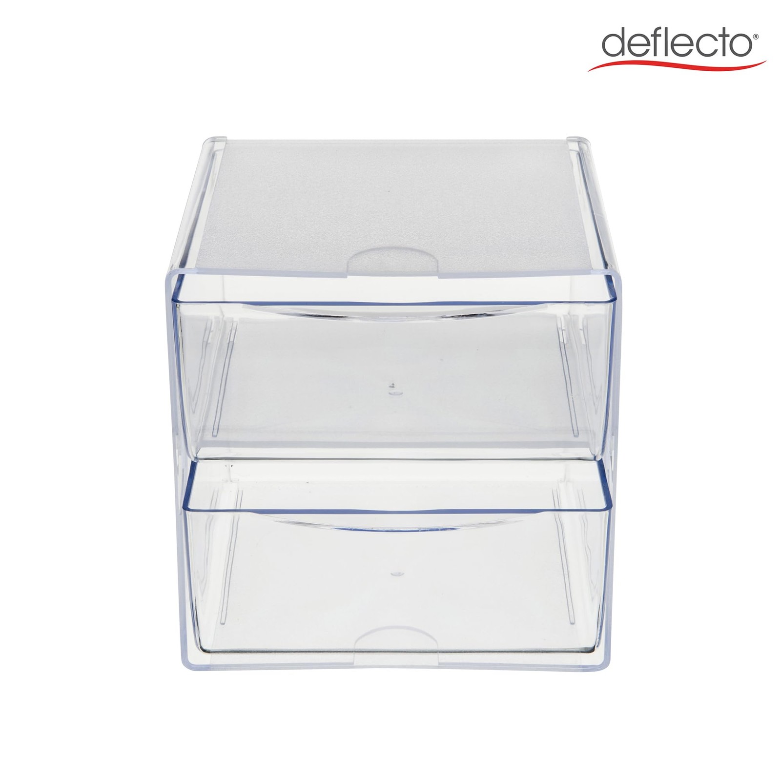 deflecto Two Drawer Cube Organizer, Plastic, 6″W x 6″H x 6″D, Clear