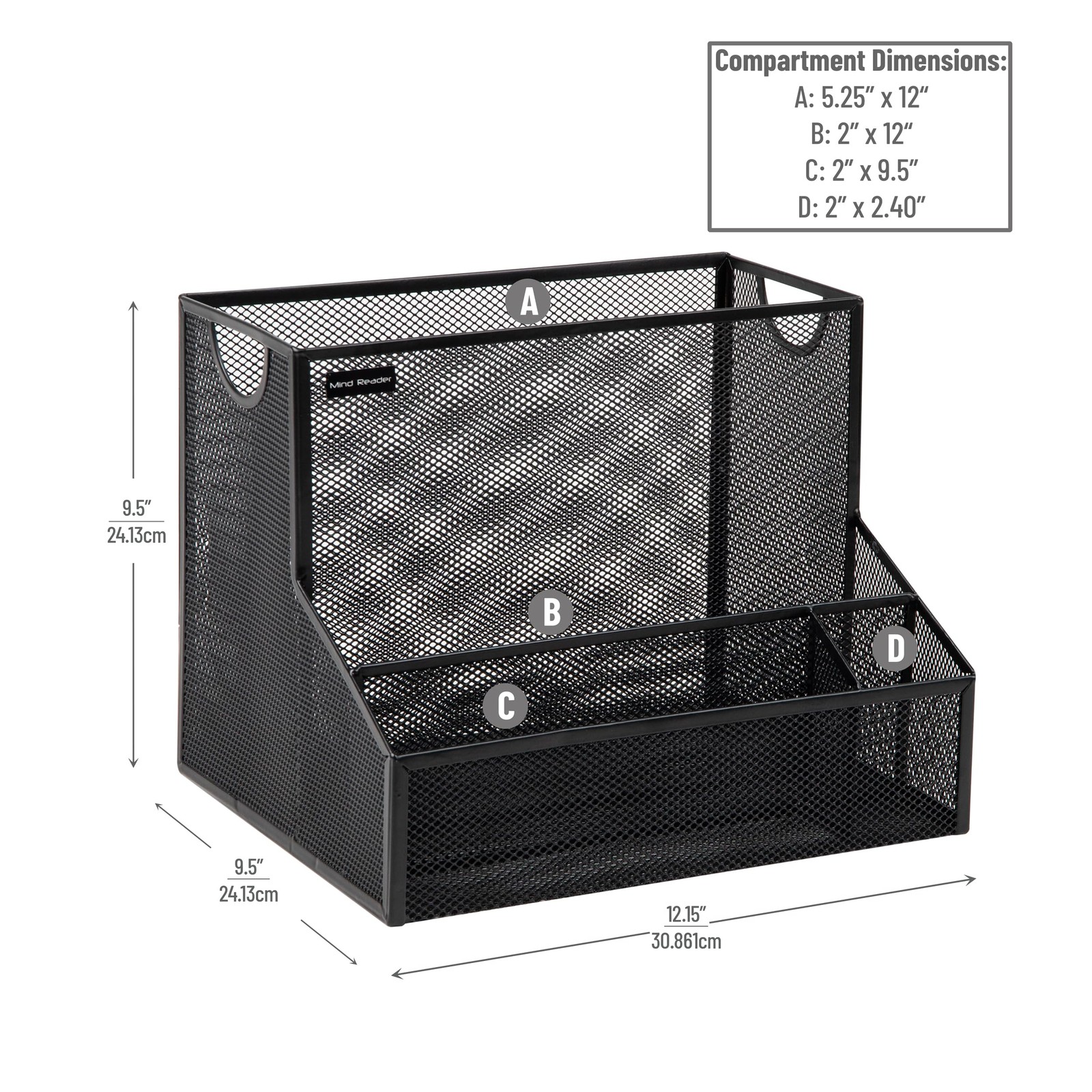 Desktop Organizer Vertical File Storage Metal Mesh 12.15×9.5×9.5 Inch Box